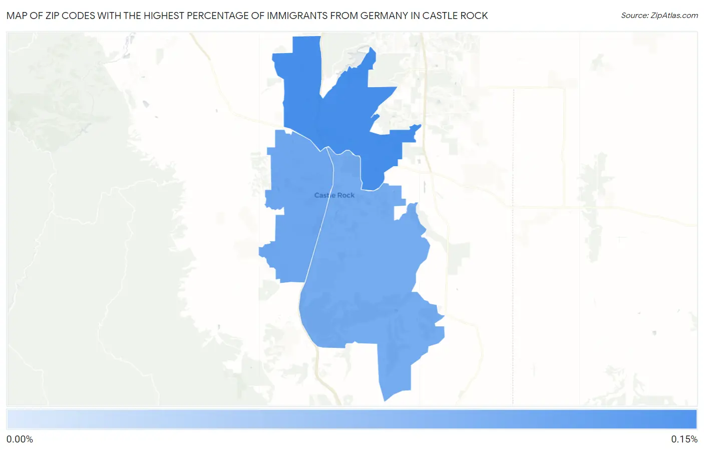 Zip Codes with the Highest Percentage of Immigrants from Germany in Castle Rock Map
