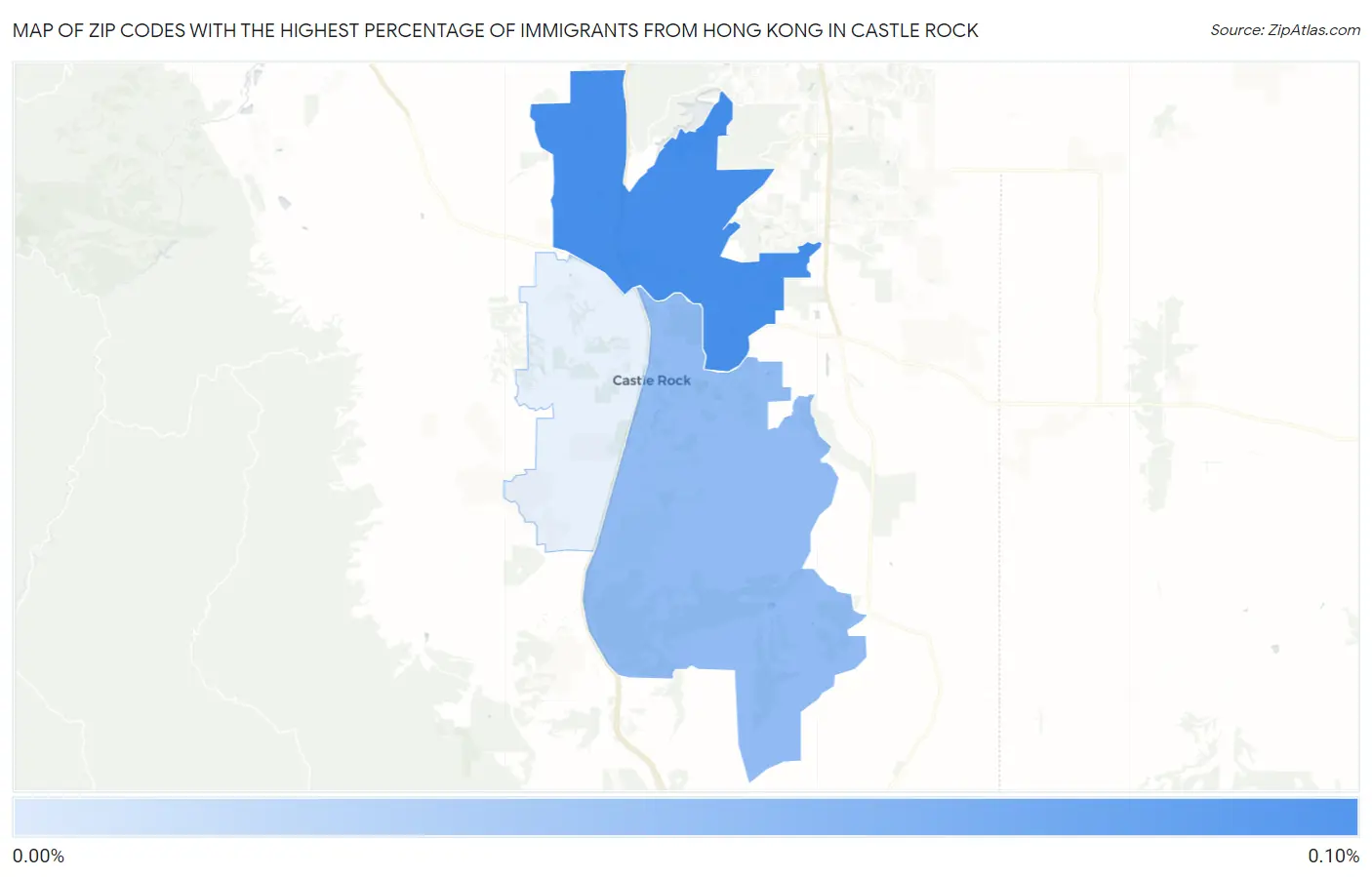 Zip Codes with the Highest Percentage of Immigrants from Hong Kong in Castle Rock Map