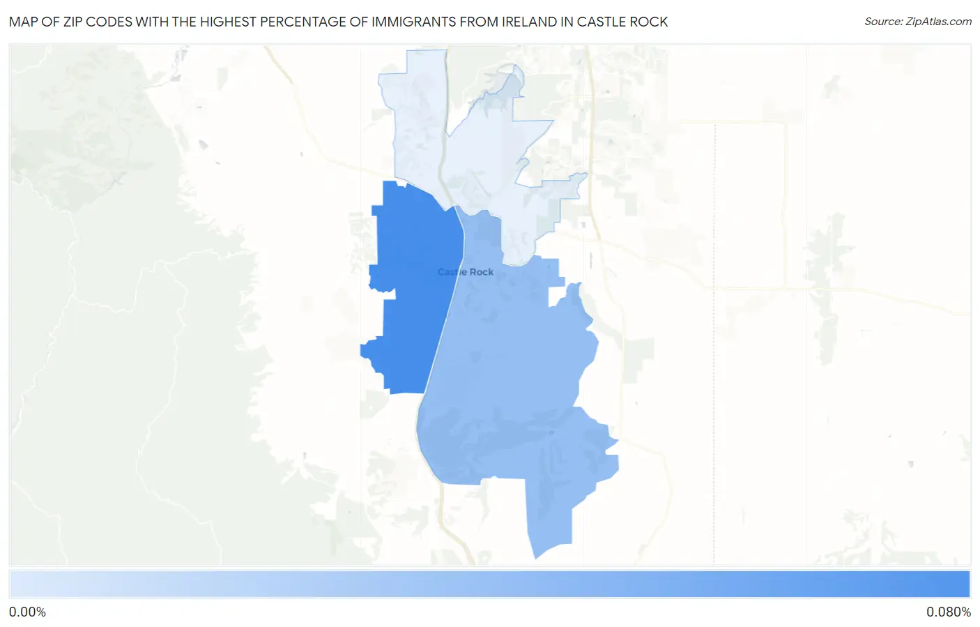 Zip Codes with the Highest Percentage of Immigrants from Ireland in Castle Rock Map