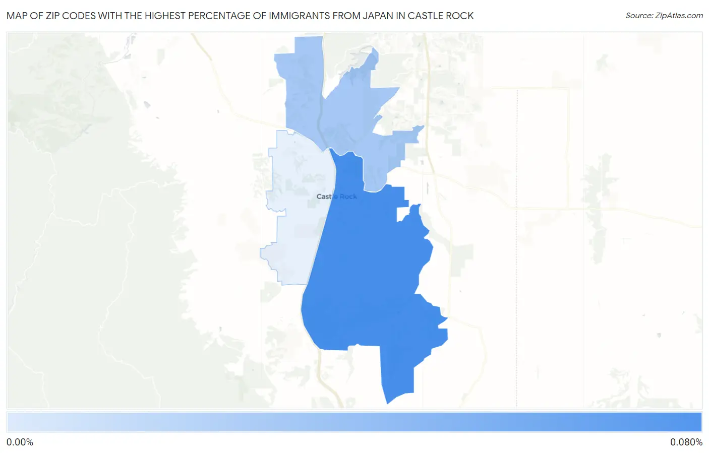 Zip Codes with the Highest Percentage of Immigrants from Japan in Castle Rock Map