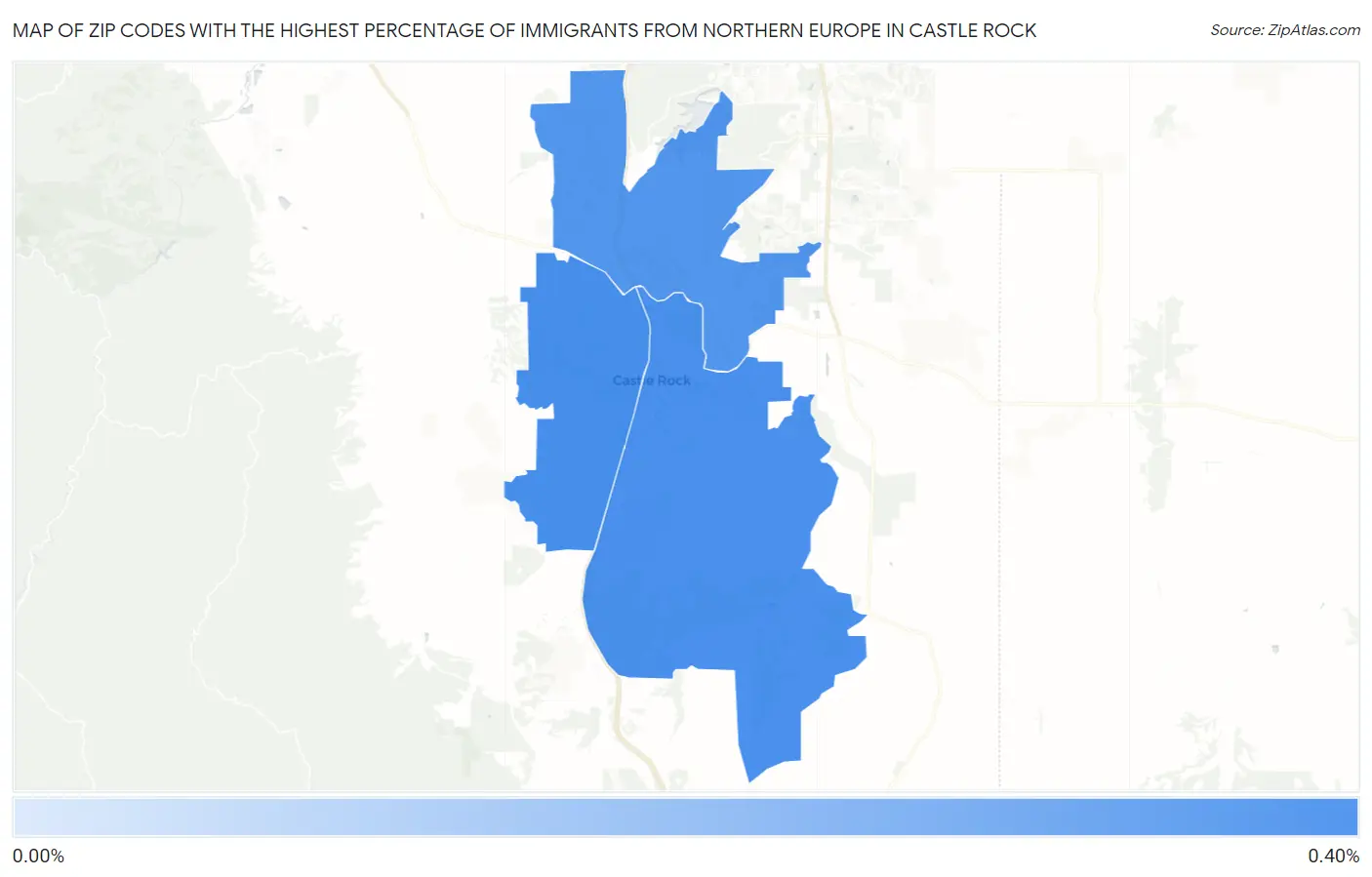 Zip Codes with the Highest Percentage of Immigrants from Northern Europe in Castle Rock Map