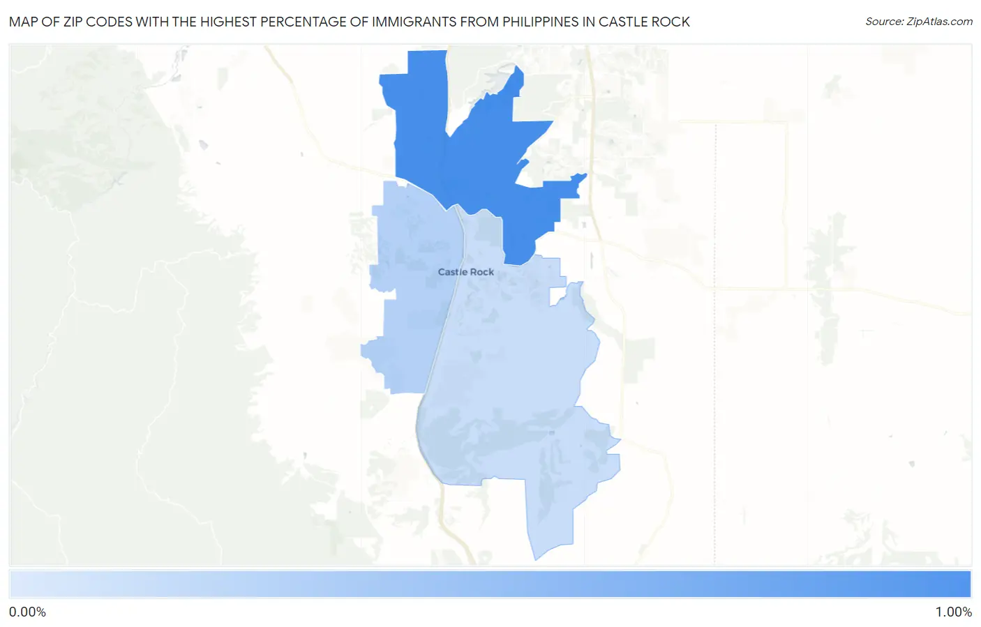 Zip Codes with the Highest Percentage of Immigrants from Philippines in Castle Rock Map