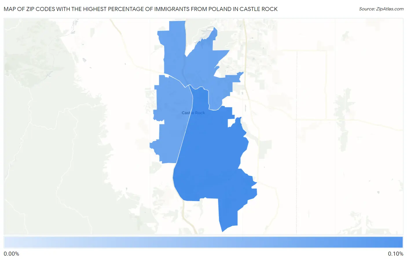 Zip Codes with the Highest Percentage of Immigrants from Poland in Castle Rock Map
