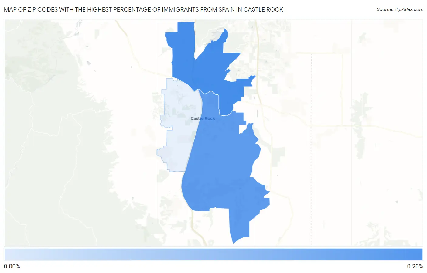 Zip Codes with the Highest Percentage of Immigrants from Spain in Castle Rock Map