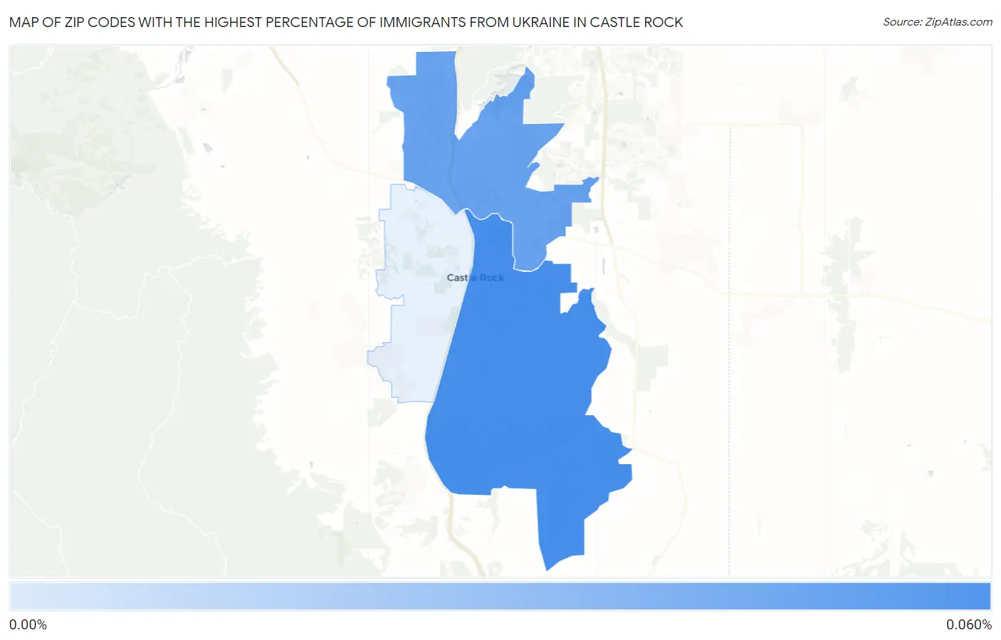 Zip Codes with the Highest Percentage of Immigrants from Ukraine in Castle Rock Map