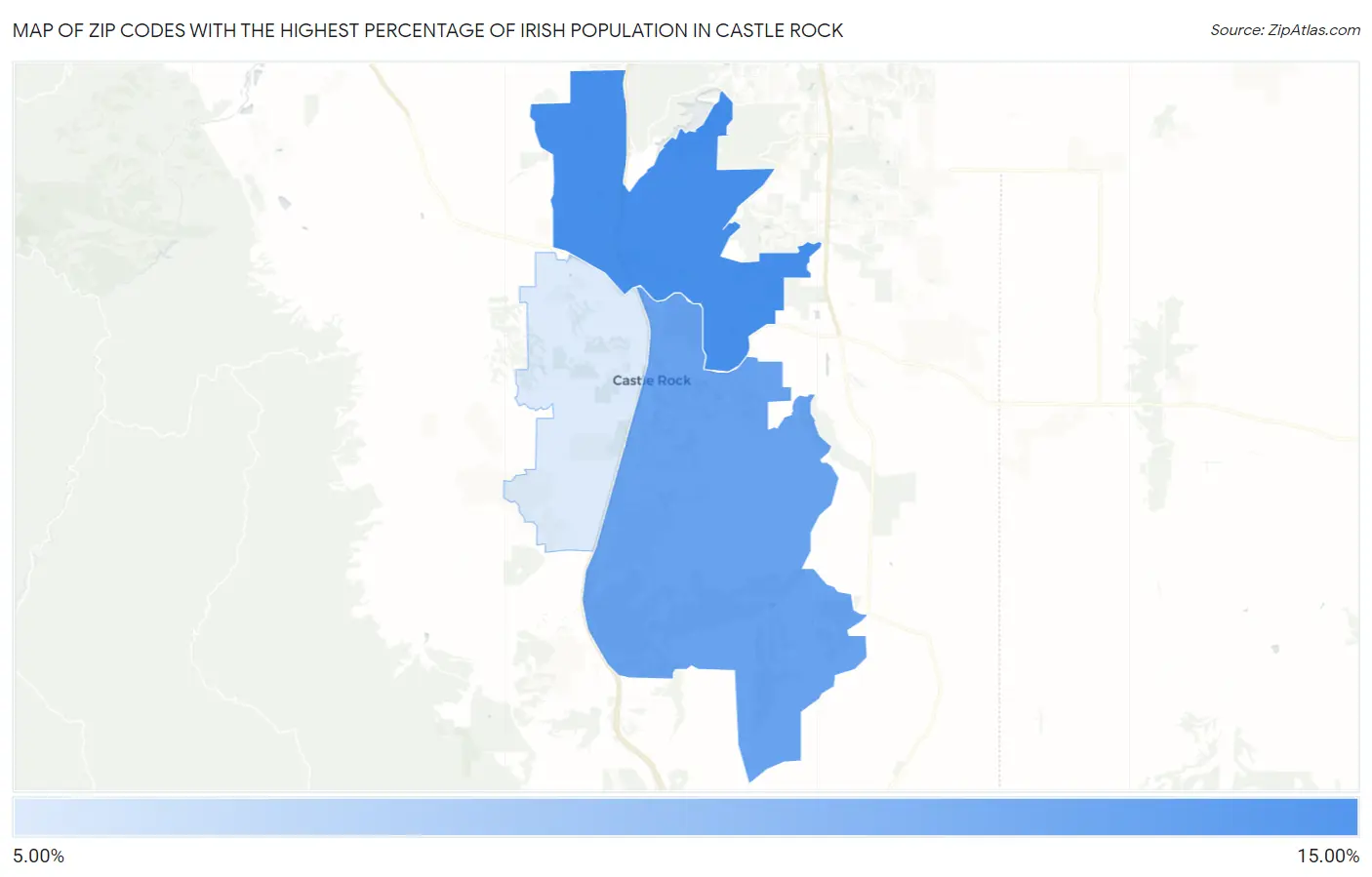 Zip Codes with the Highest Percentage of Irish Population in Castle Rock Map