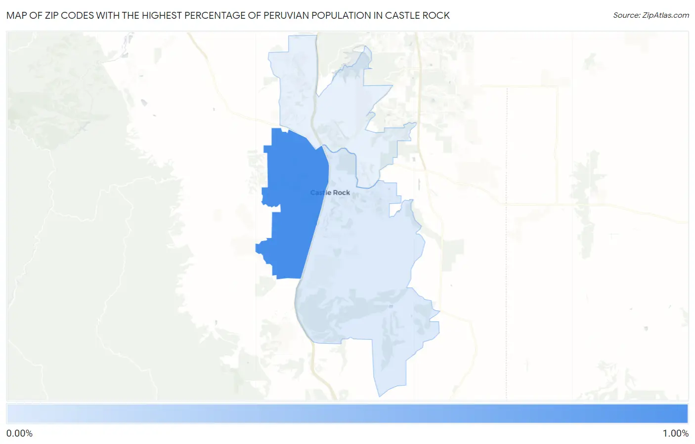 Zip Codes with the Highest Percentage of Peruvian Population in Castle Rock Map