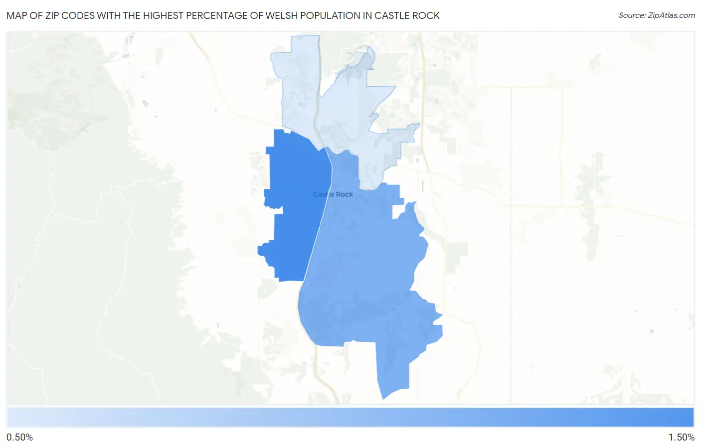 Zip Codes with the Highest Percentage of Welsh Population in Castle Rock Map