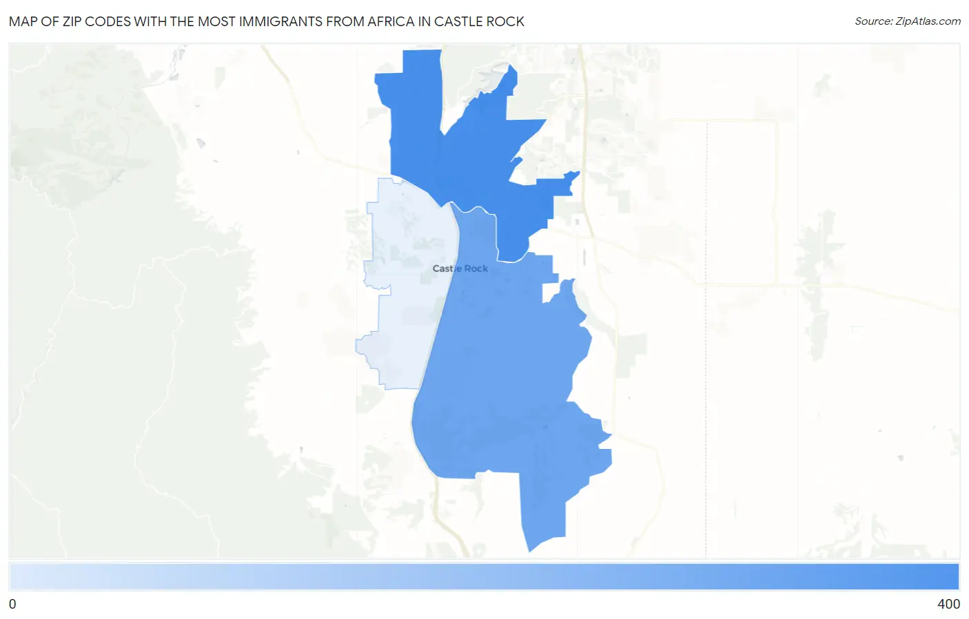 Zip Codes with the Most Immigrants from Africa in Castle Rock Map