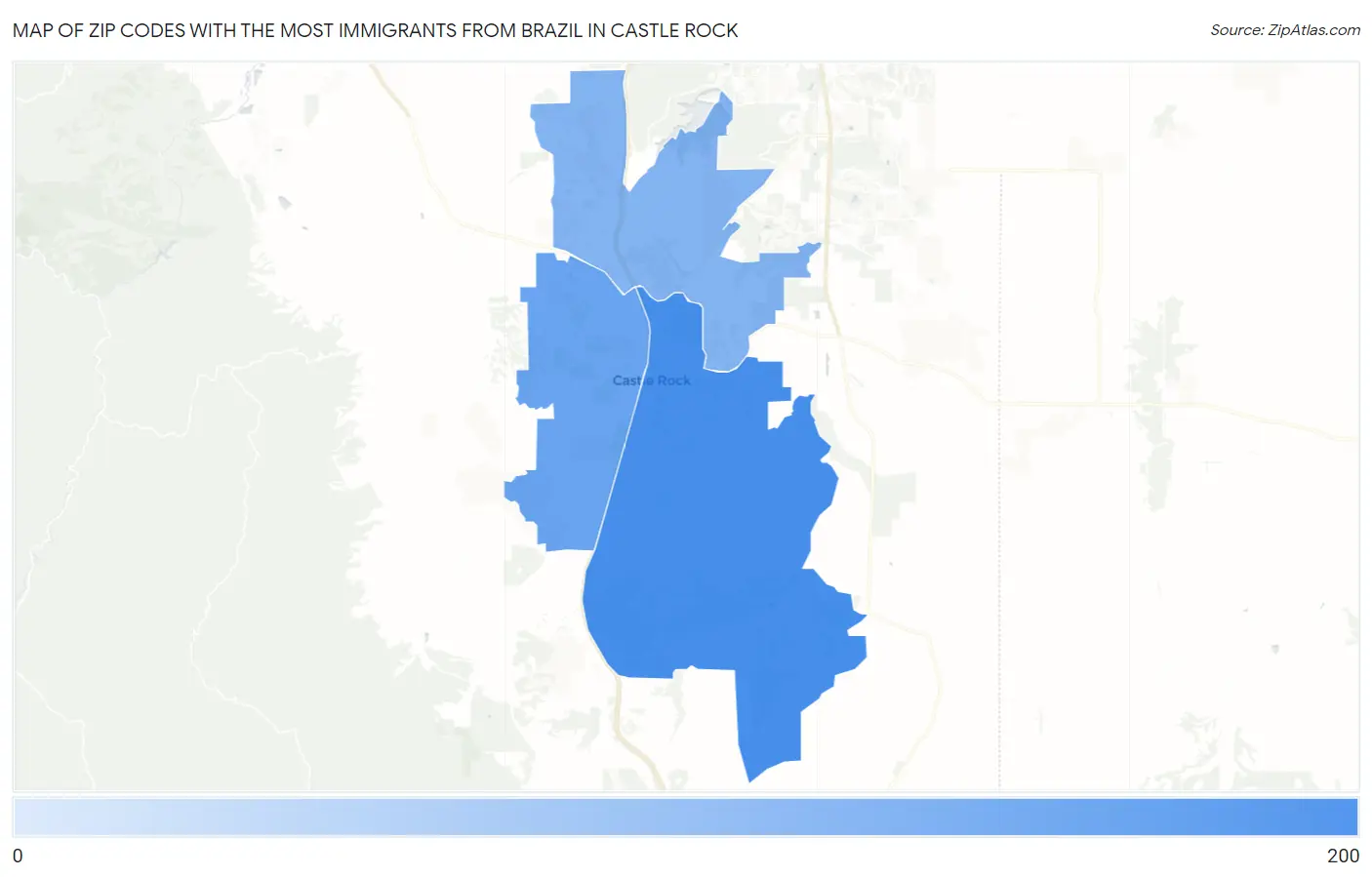 Zip Codes with the Most Immigrants from Brazil in Castle Rock Map