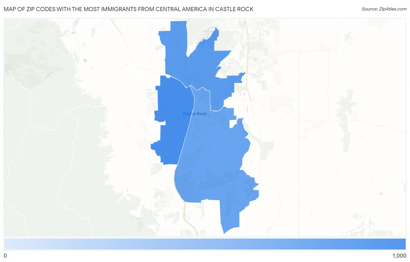 Zip Codes with the Most Immigrants from Central America in Castle Rock Map