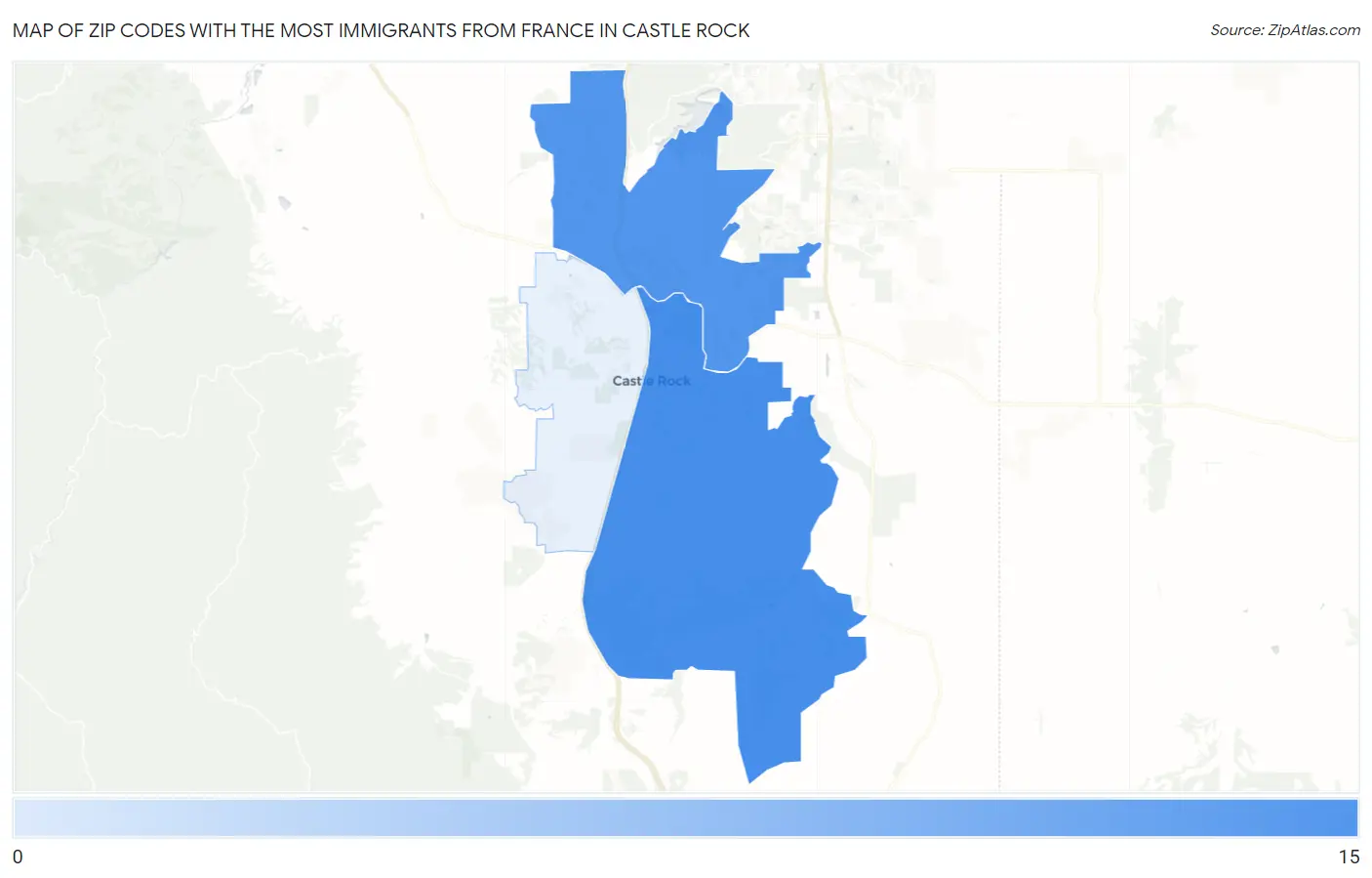 Zip Codes with the Most Immigrants from France in Castle Rock Map