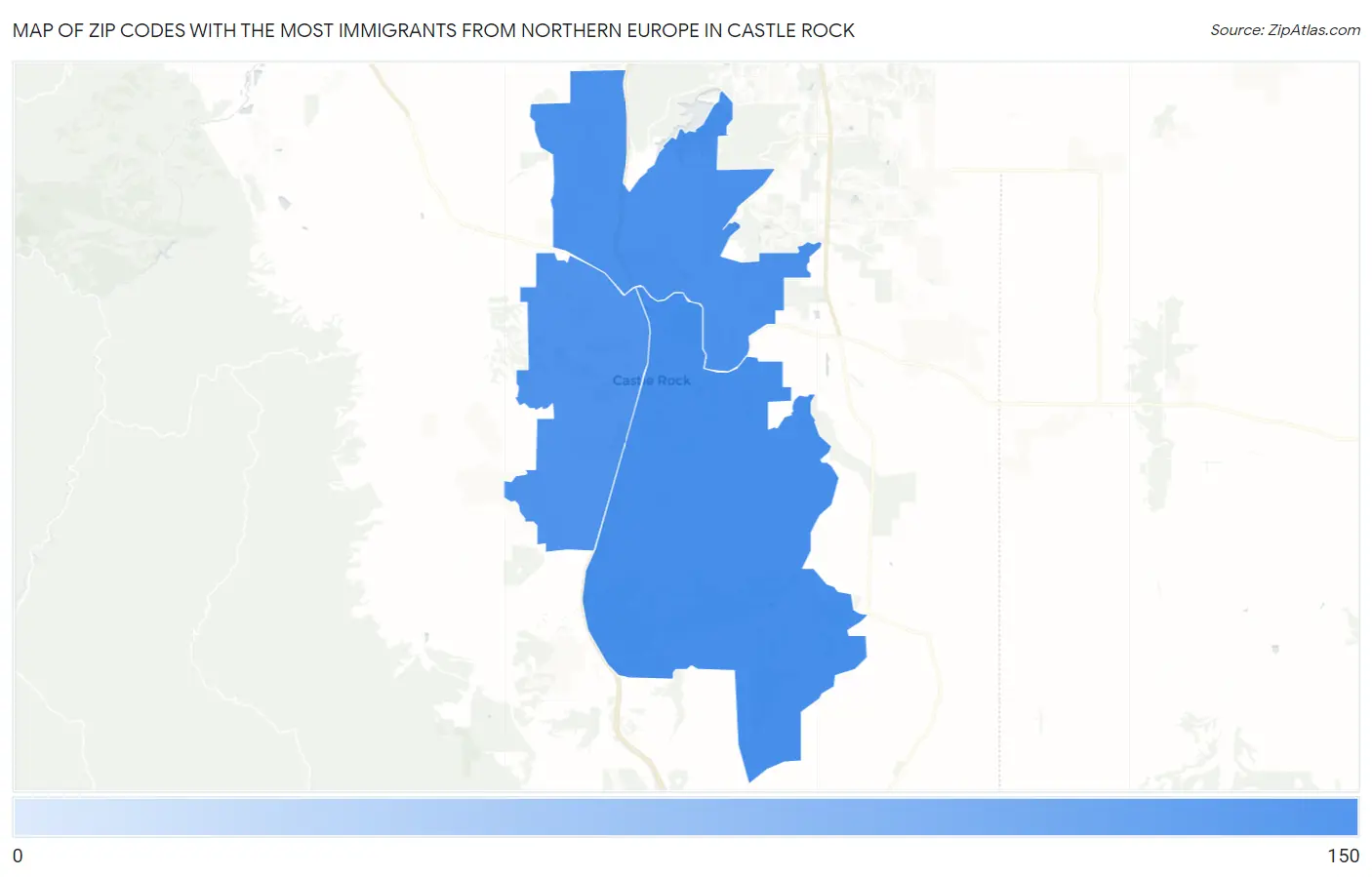 Zip Codes with the Most Immigrants from Northern Europe in Castle Rock Map