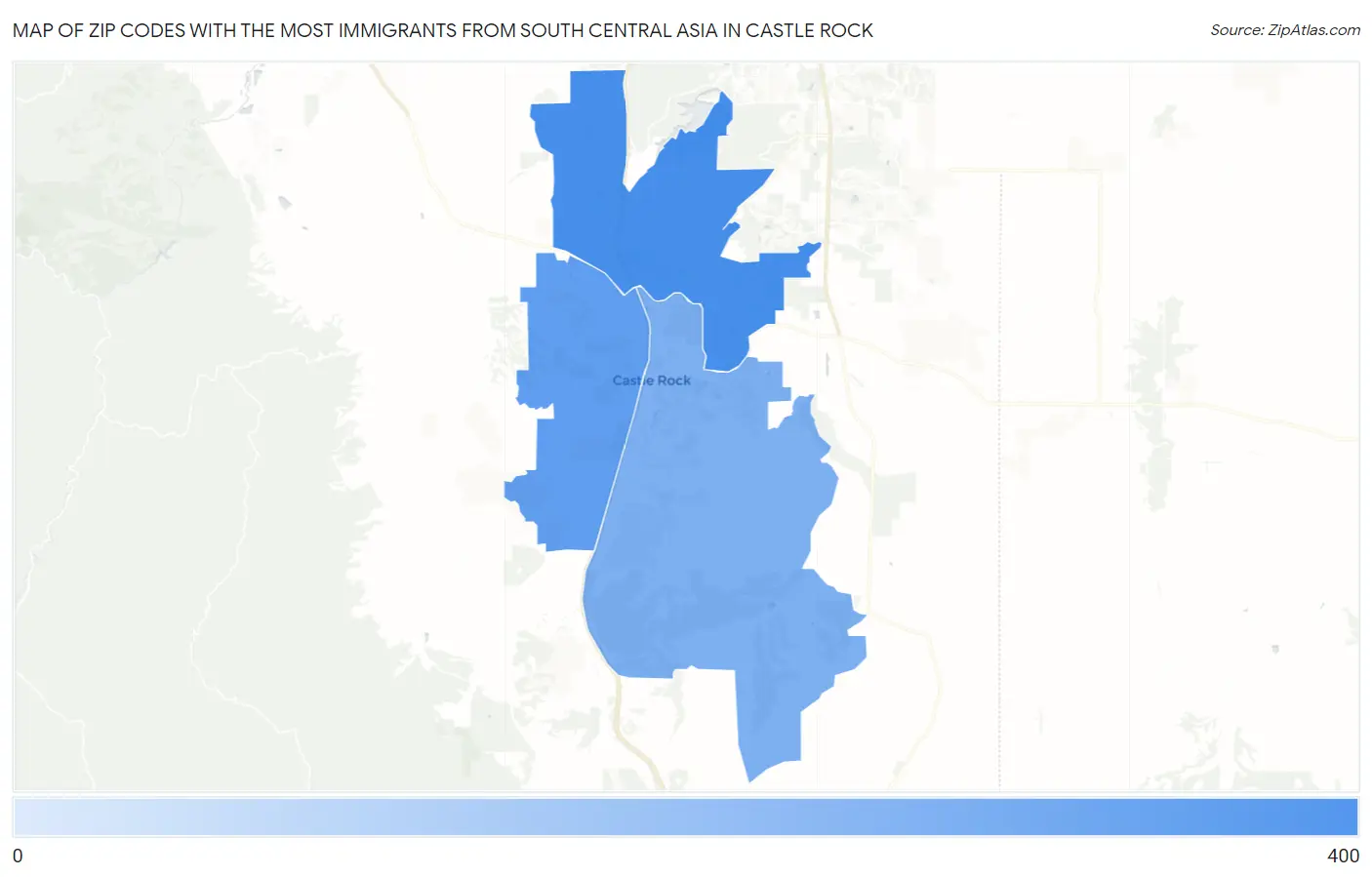 Zip Codes with the Most Immigrants from South Central Asia in Castle Rock Map