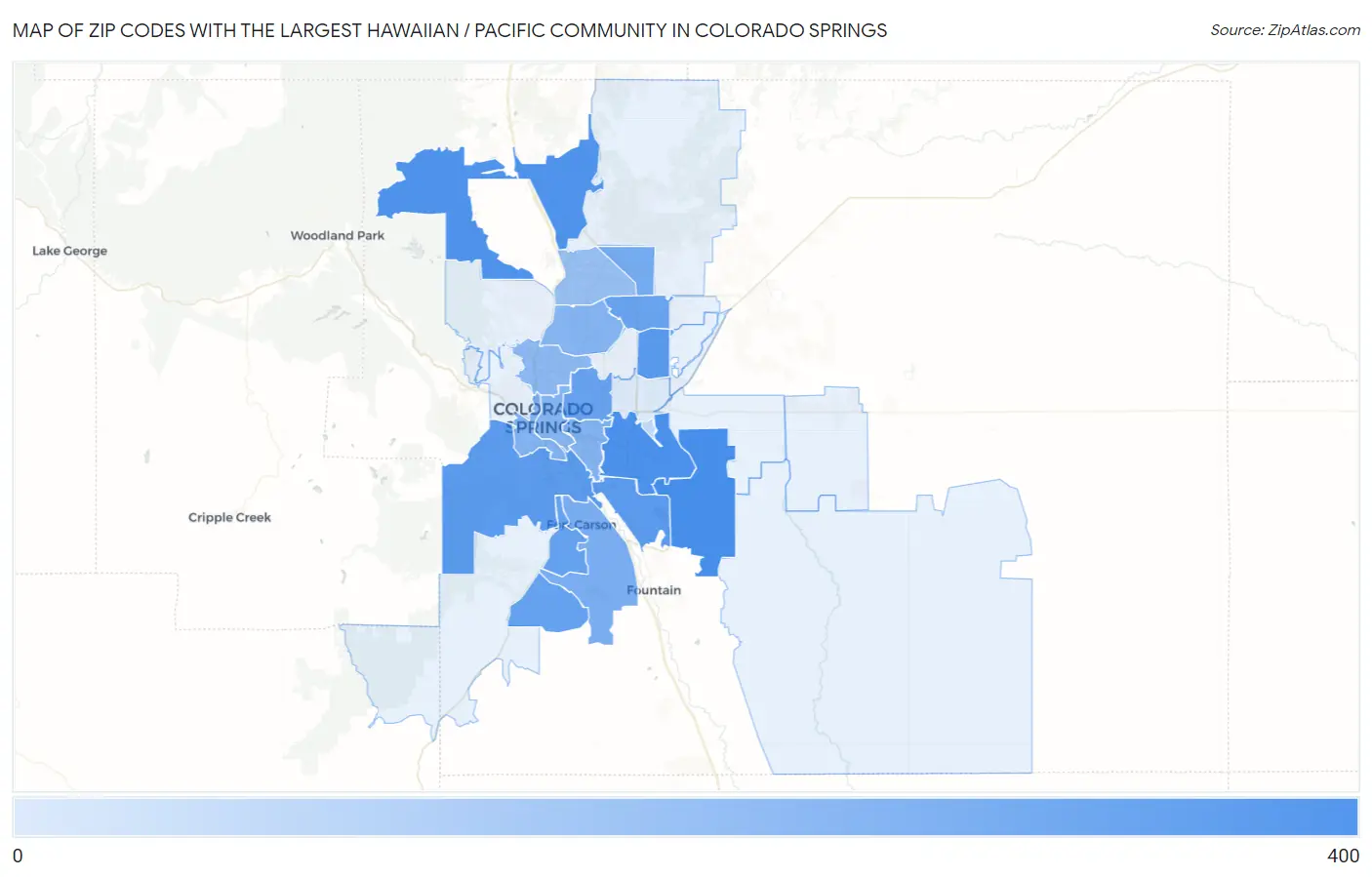 Zip Codes with the Largest Hawaiian / Pacific Community in Colorado Springs Map