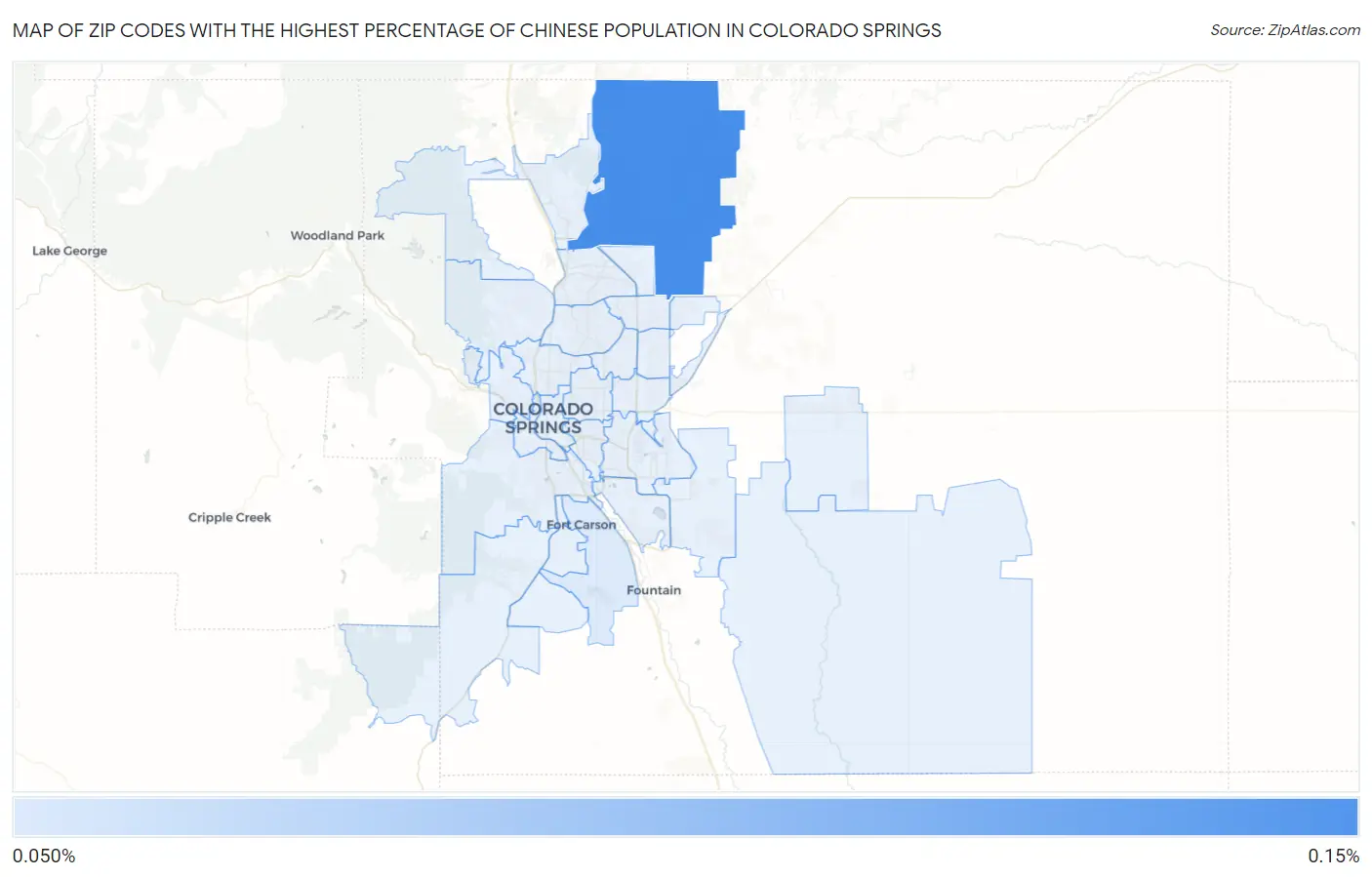 Zip Codes with the Highest Percentage of Chinese Population in Colorado Springs Map