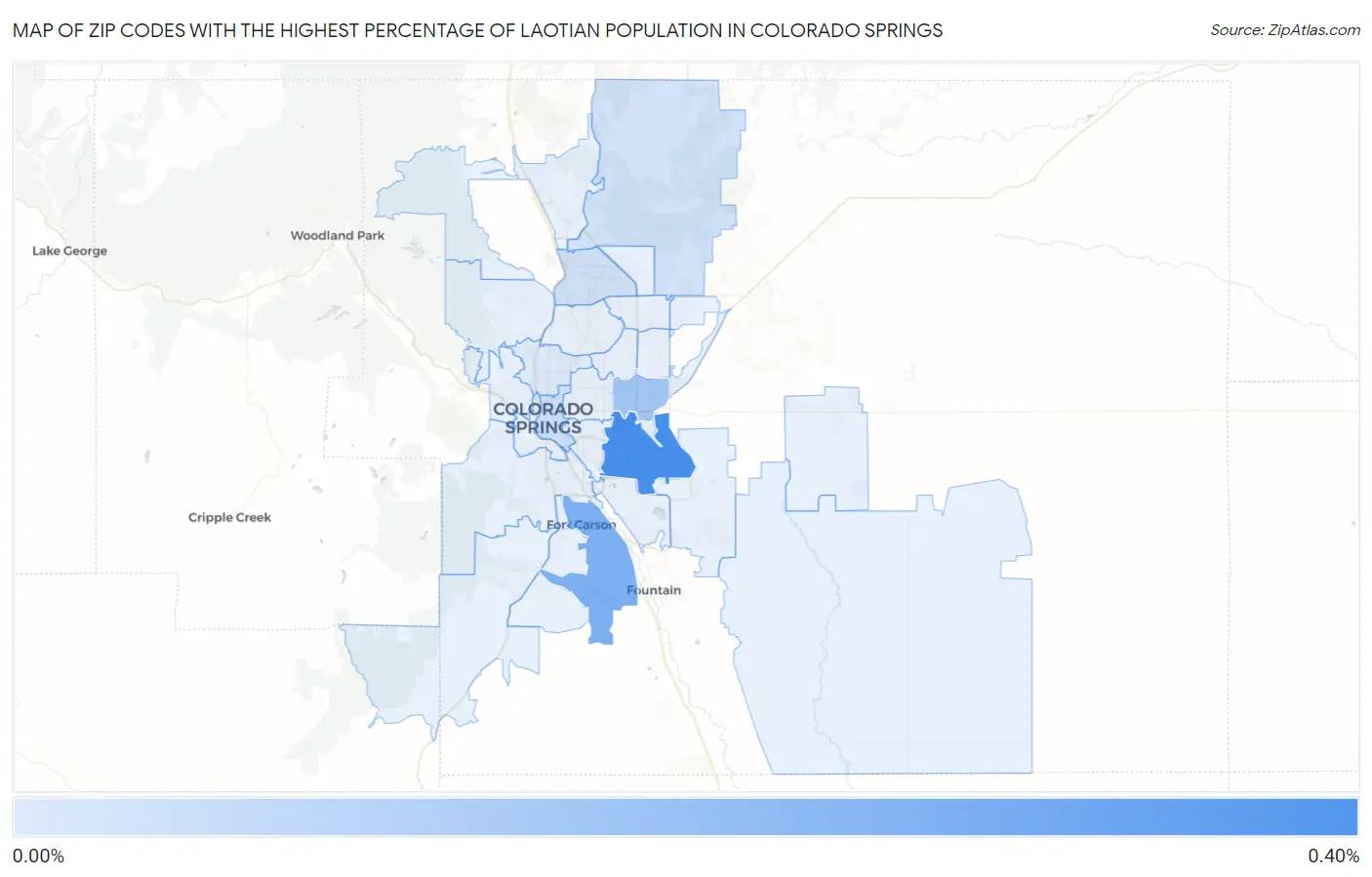 Zip Codes with the Highest Percentage of Laotian Population in Colorado Springs Map