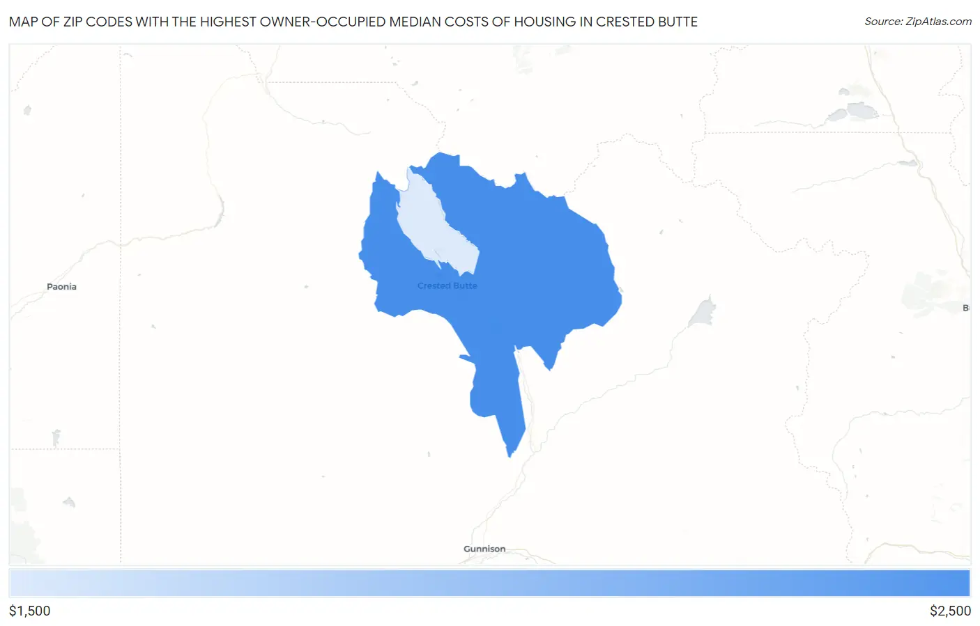 Zip Codes with the Highest Owner-Occupied Median Costs of Housing in Crested Butte Map