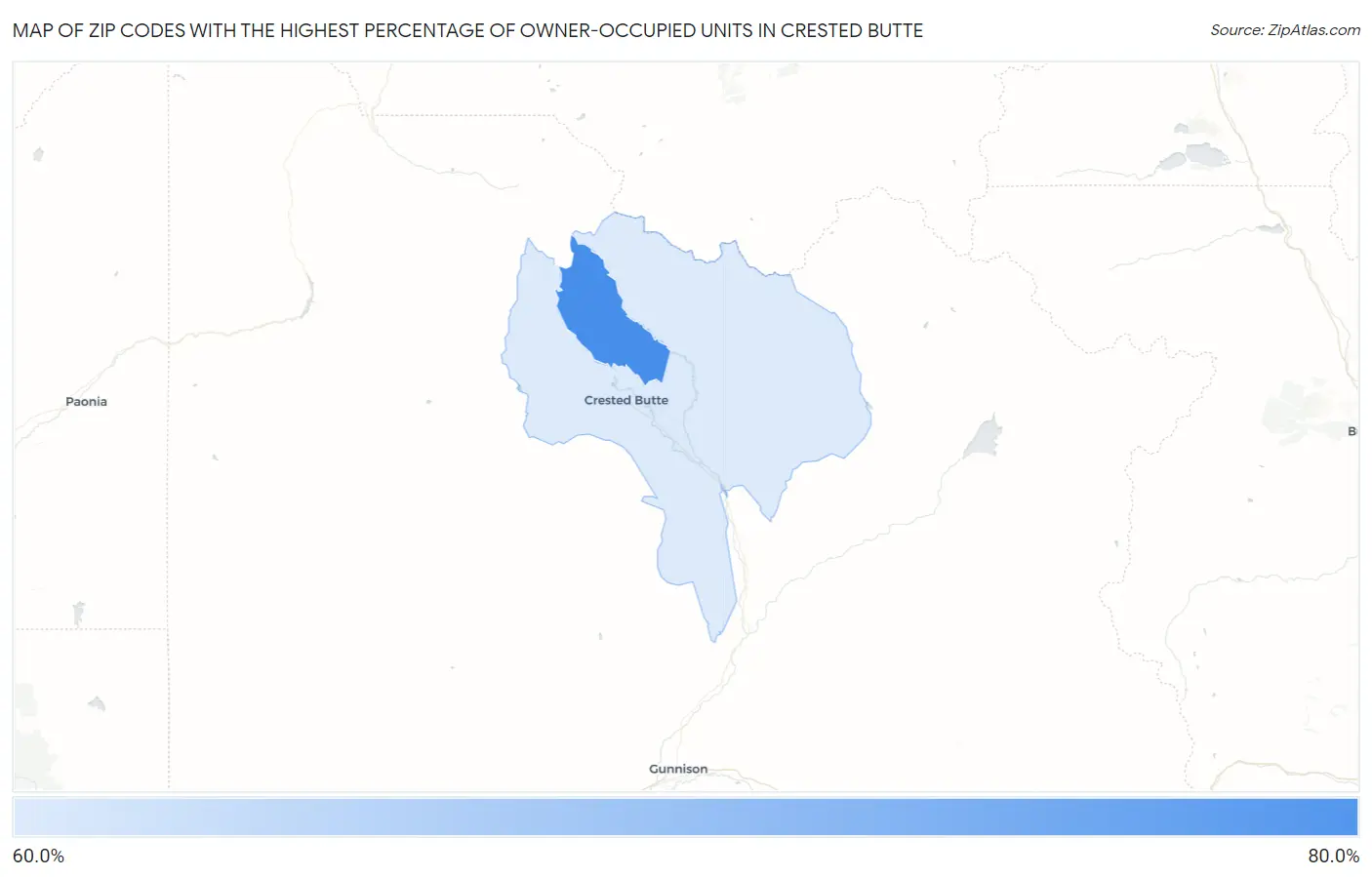 Zip Codes with the Highest Percentage of Owner-Occupied Units in Crested Butte Map