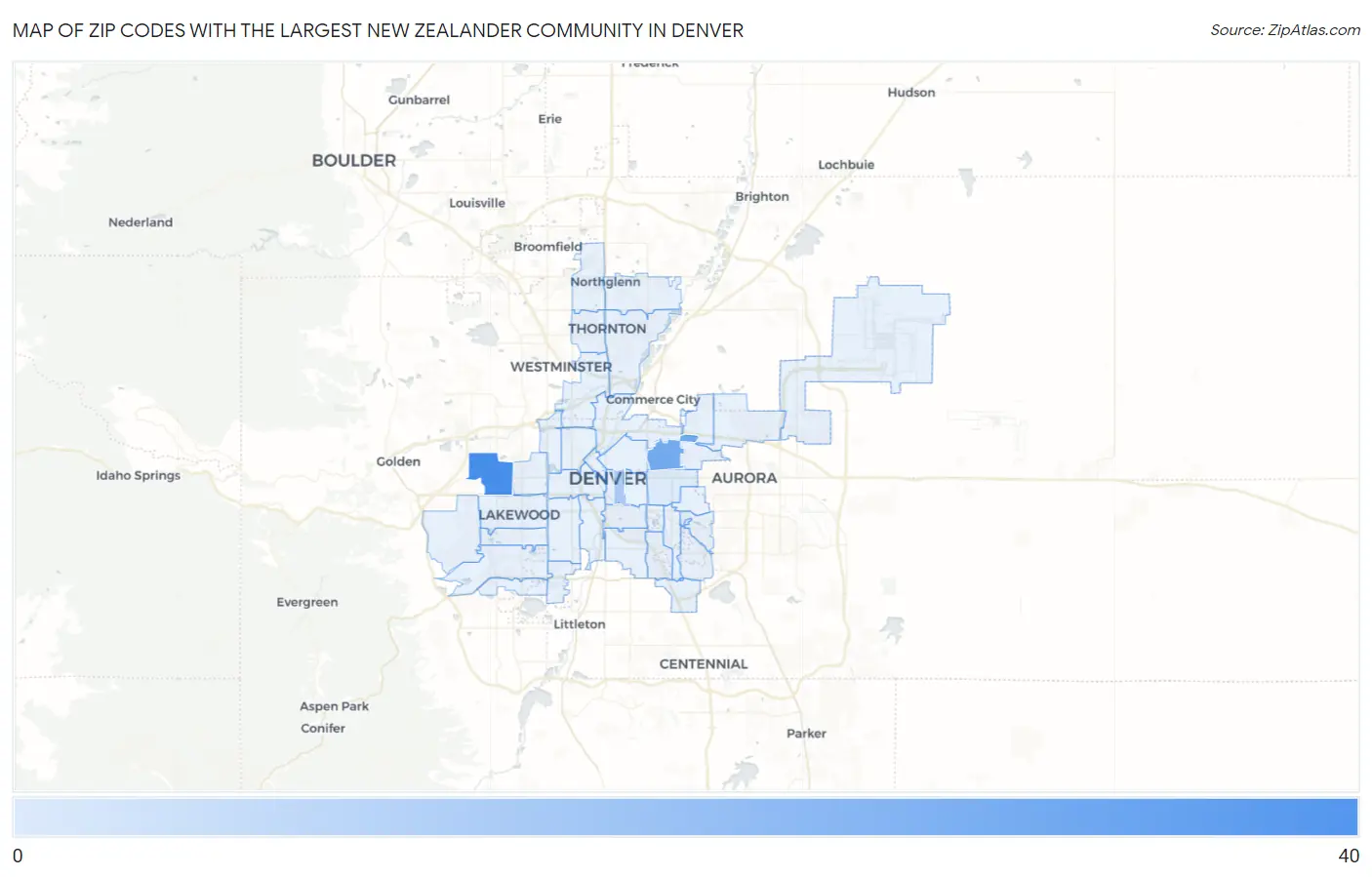 Zip Codes with the Largest New Zealander Community in Denver Map