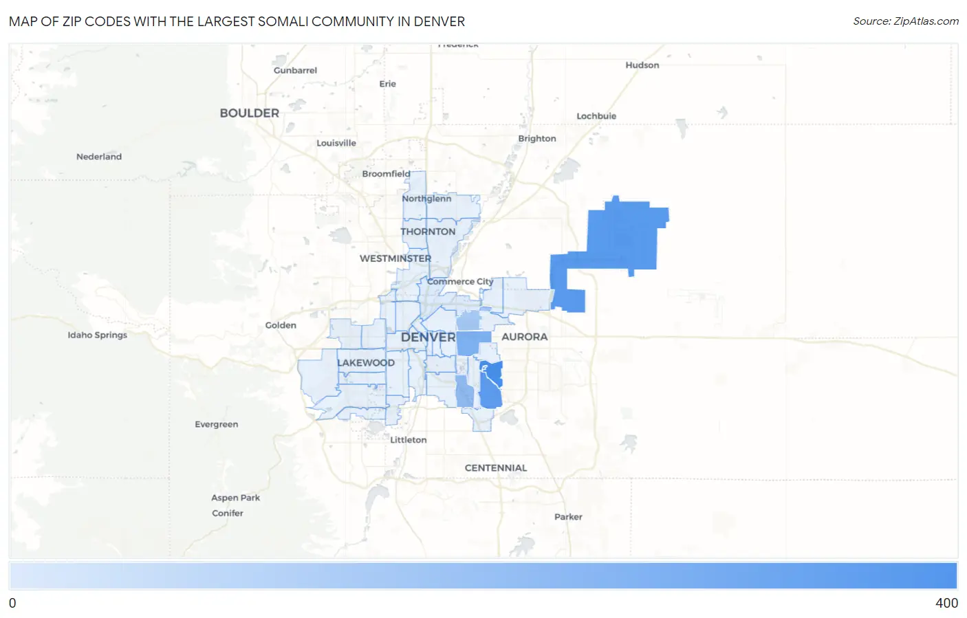 Zip Codes with the Largest Somali Community in Denver Map