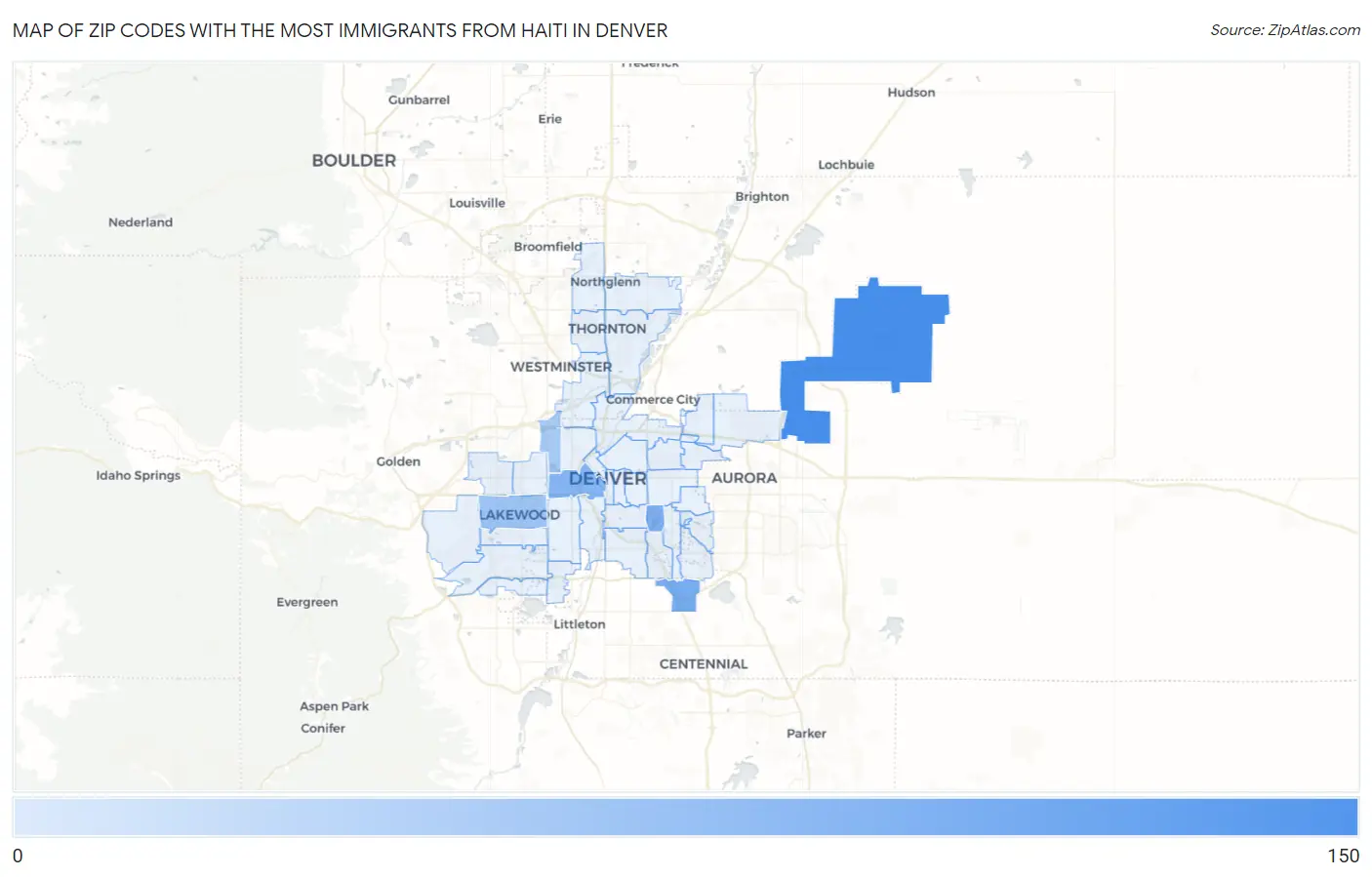 Zip Codes with the Most Immigrants from Haiti in Denver Map