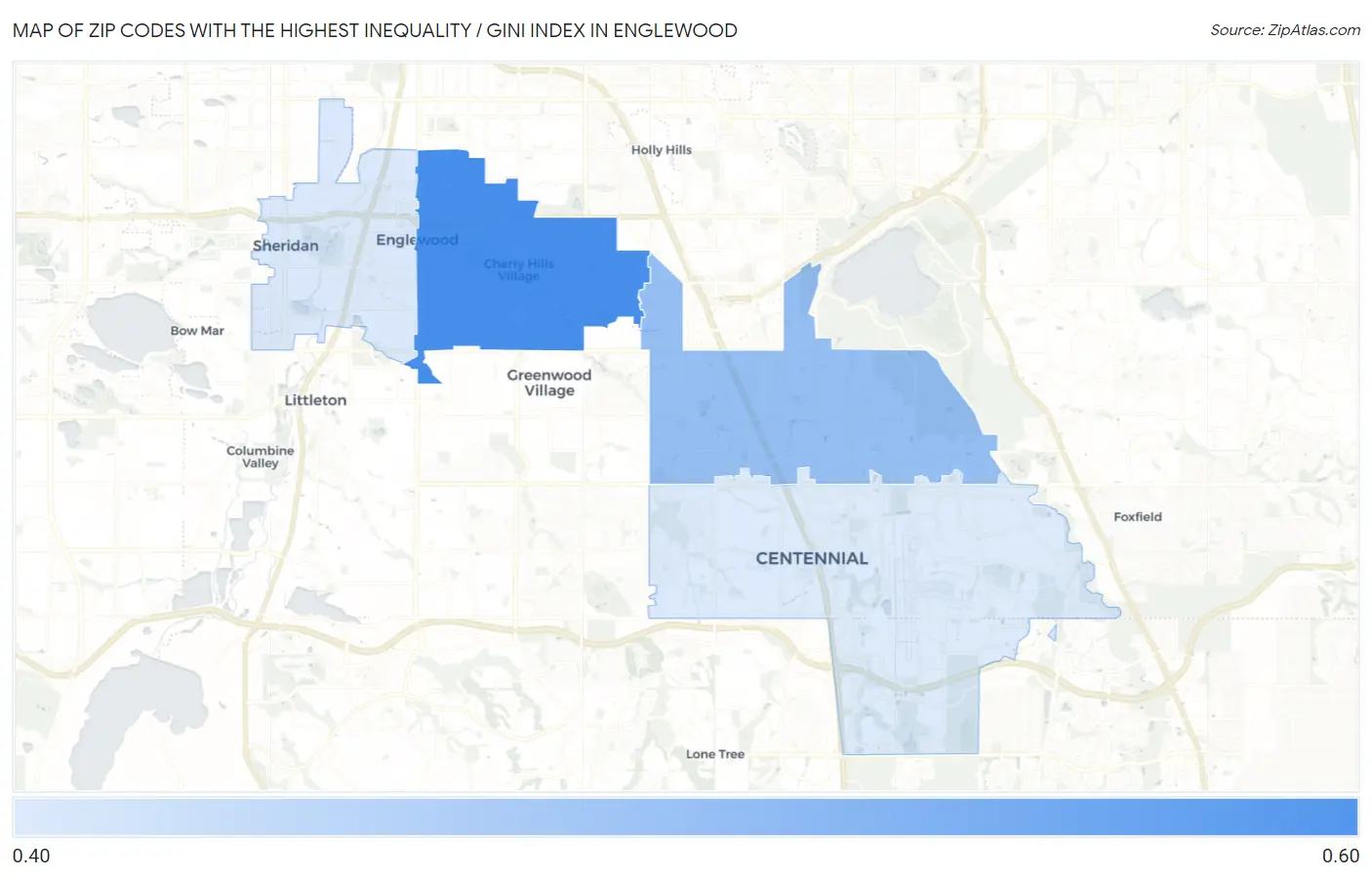 Zip Codes with the Highest Inequality / Gini Index in Englewood Map