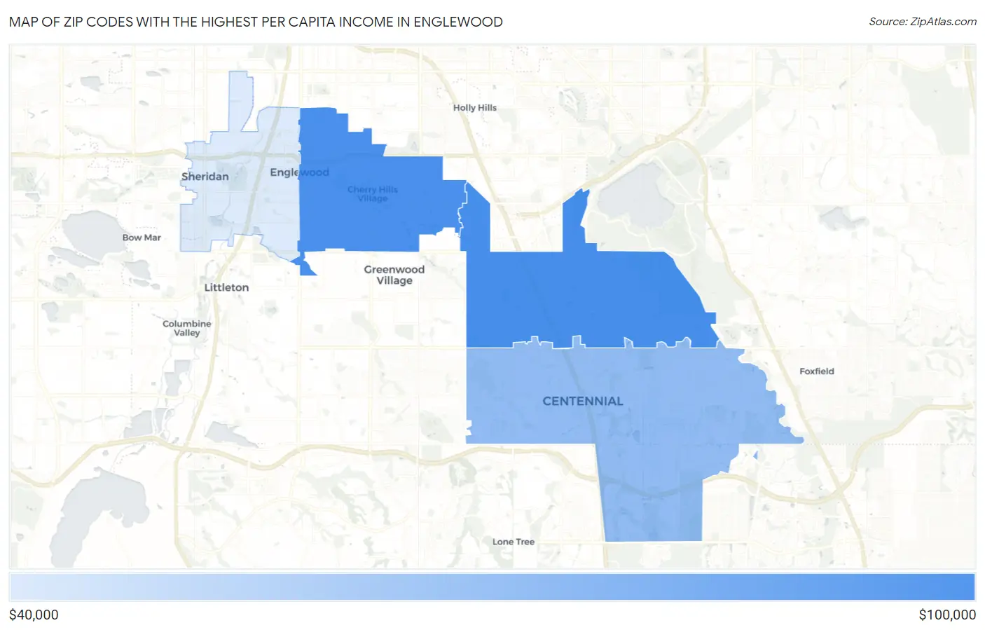 Zip Codes with the Highest Per Capita Income in Englewood Map