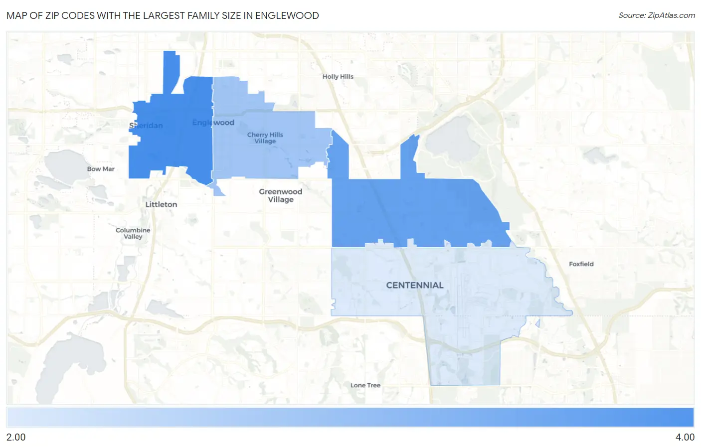 Zip Codes with the Largest Family Size in Englewood Map