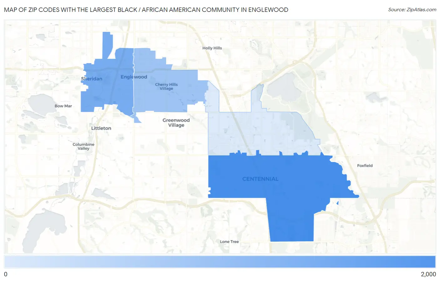 Zip Codes with the Largest Black / African American Community in Englewood Map
