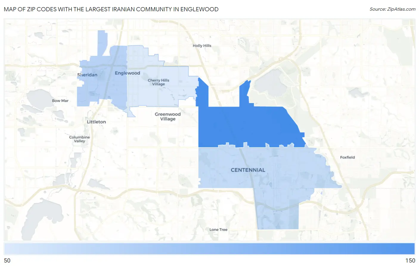 Zip Codes with the Largest Iranian Community in Englewood Map