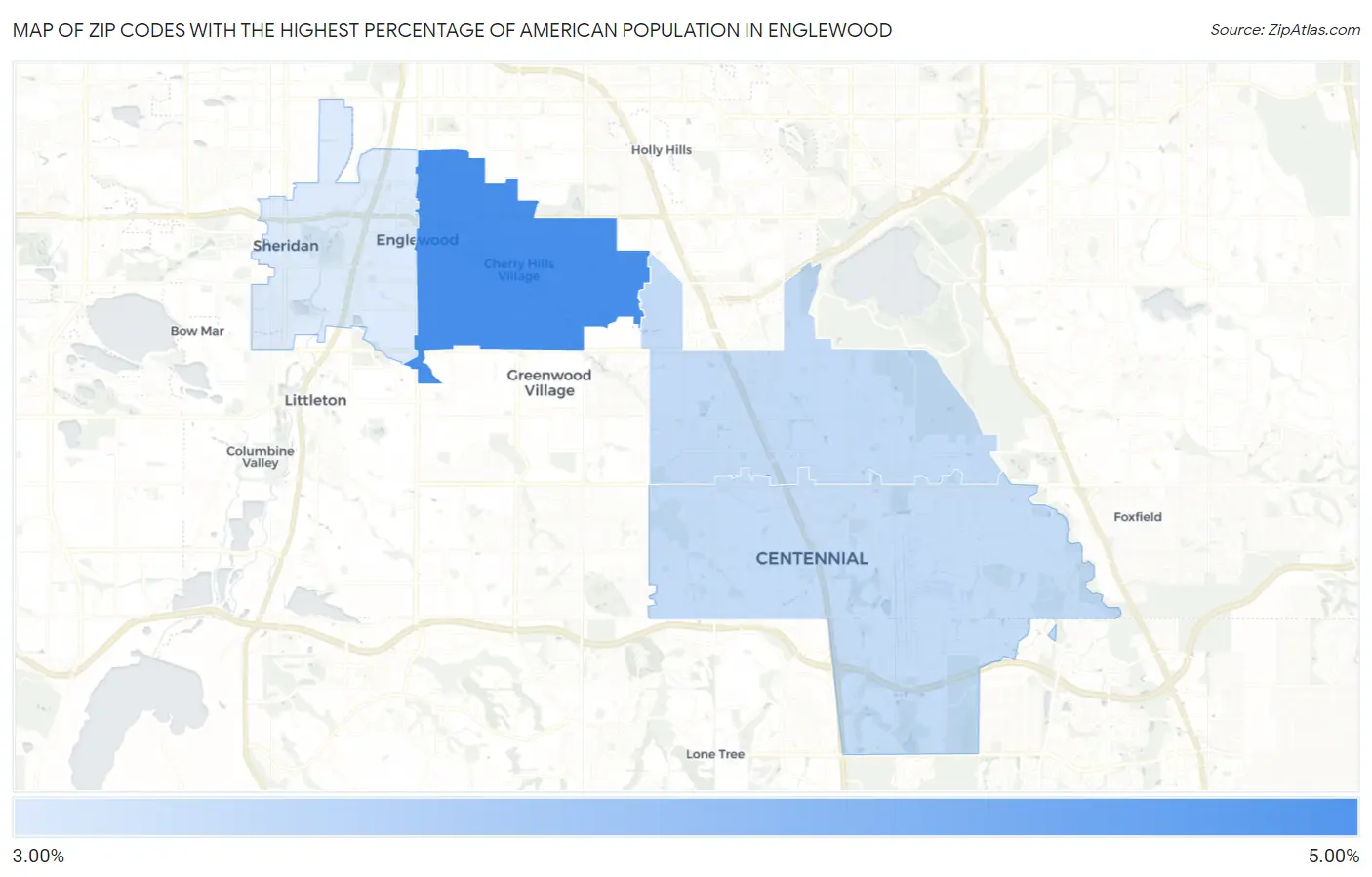 Zip Codes with the Highest Percentage of American Population in Englewood Map