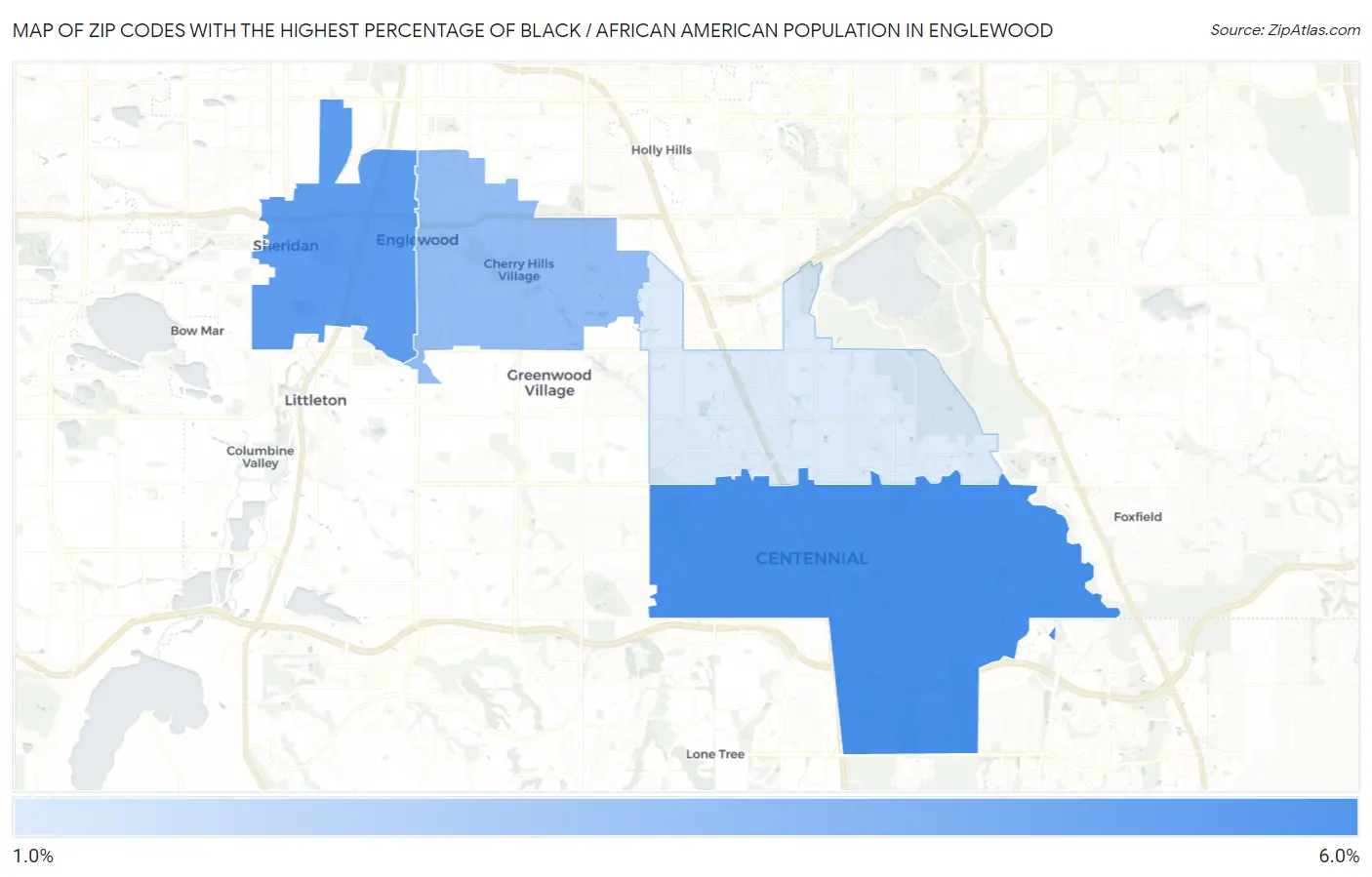 Zip Codes with the Highest Percentage of Black / African American Population in Englewood Map