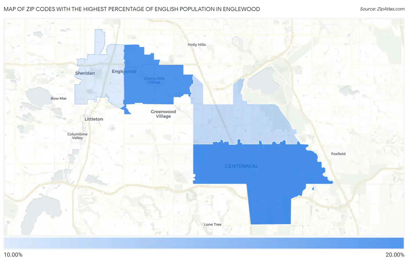 Zip Codes with the Highest Percentage of English Population in Englewood Map