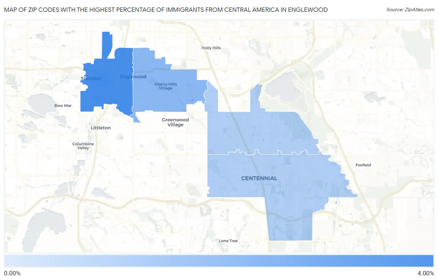 Zip Codes with the Highest Percentage of Immigrants from Central America in Englewood Map