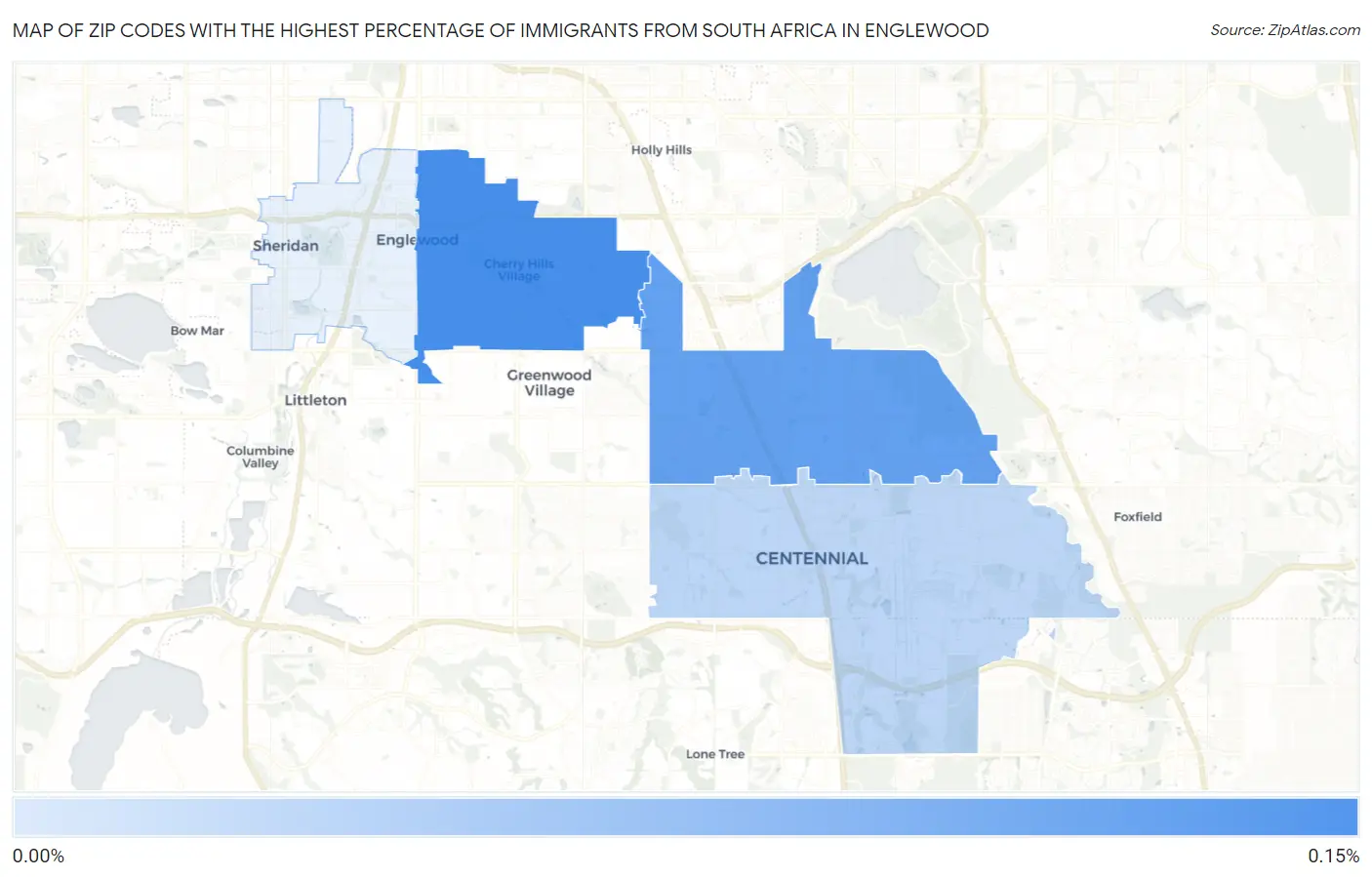 Zip Codes with the Highest Percentage of Immigrants from South Africa in Englewood Map