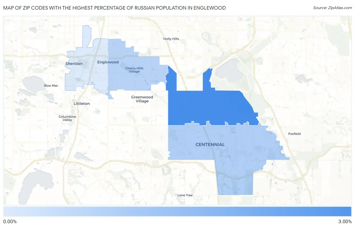 Zip Codes with the Highest Percentage of Russian Population in Englewood Map