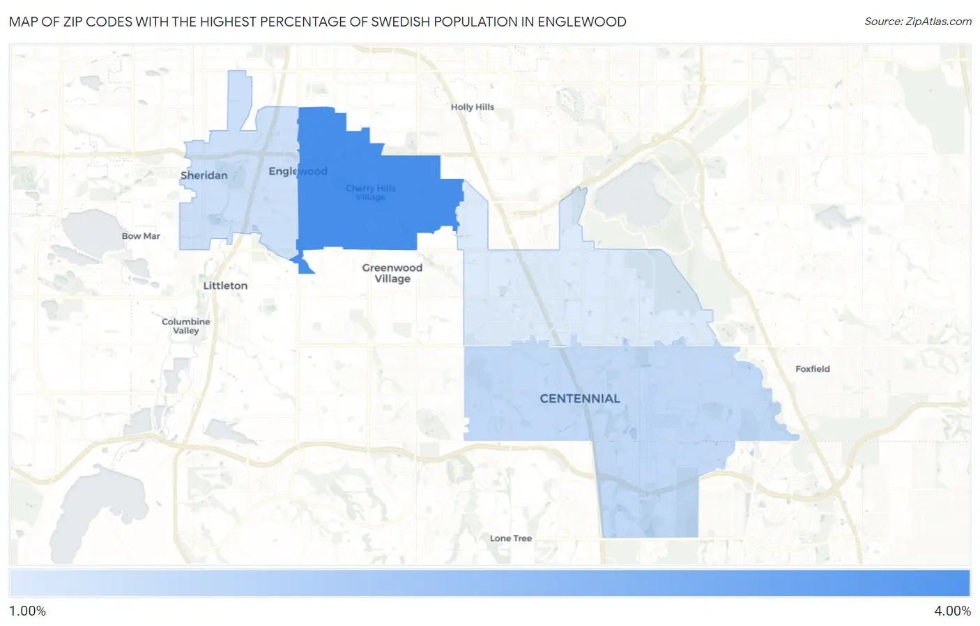 Zip Codes with the Highest Percentage of Swedish Population in Englewood Map