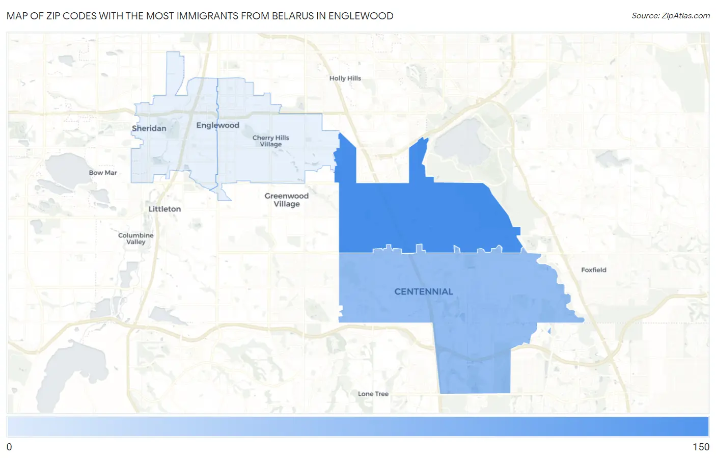 Zip Codes with the Most Immigrants from Belarus in Englewood Map