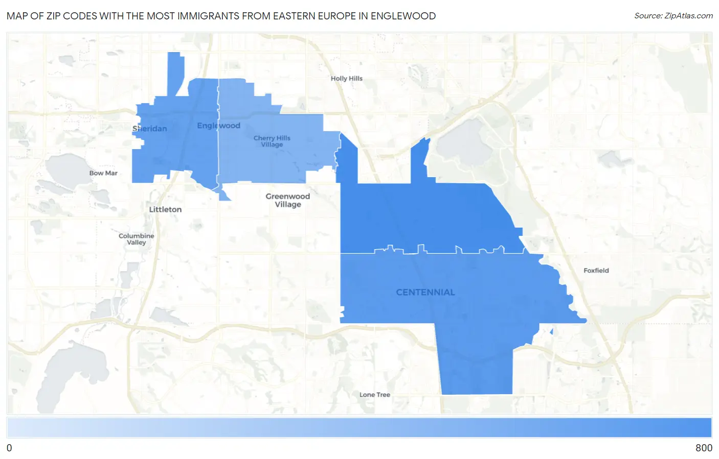 Zip Codes with the Most Immigrants from Eastern Europe in Englewood Map