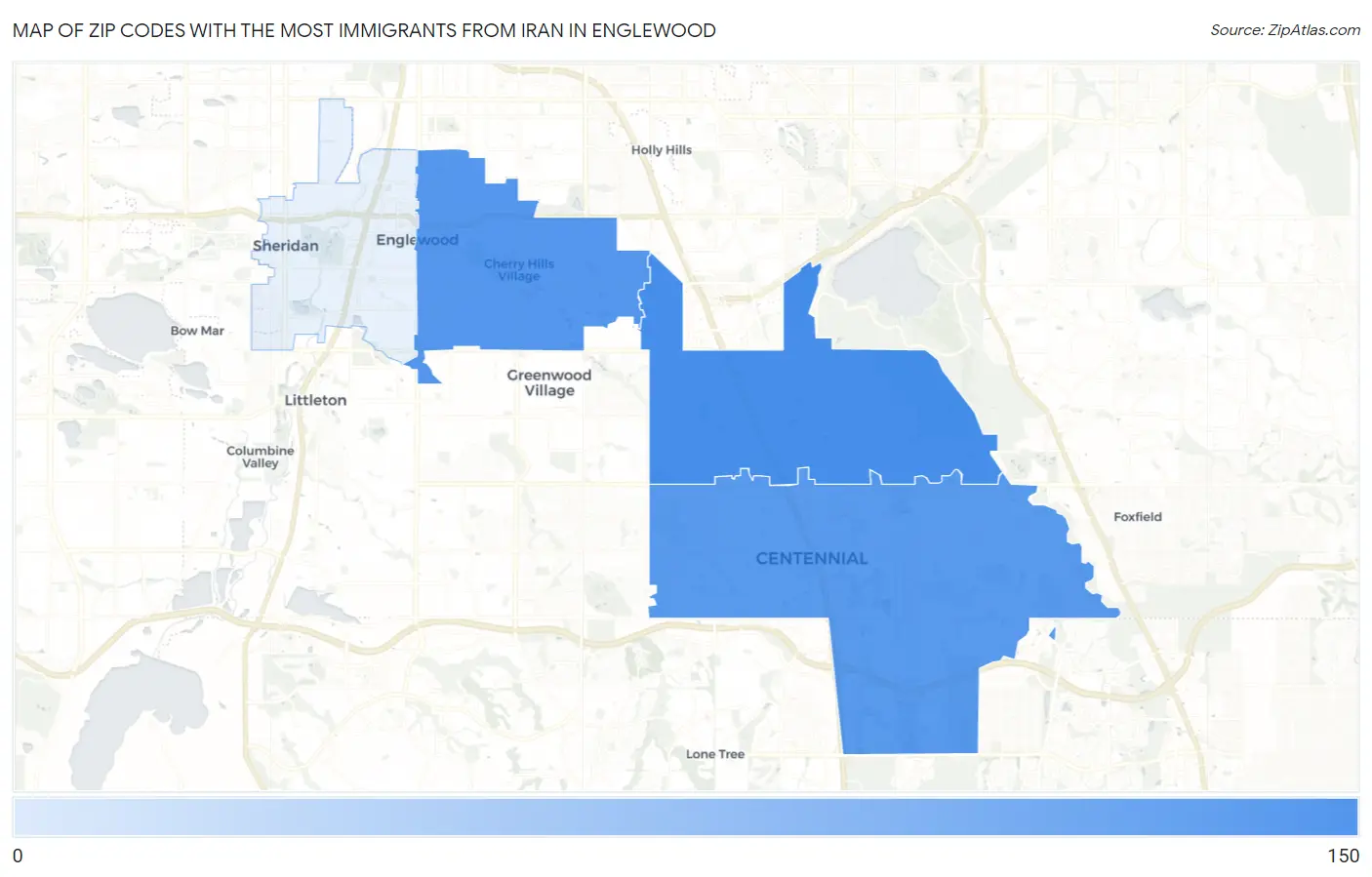 Zip Codes with the Most Immigrants from Iran in Englewood Map