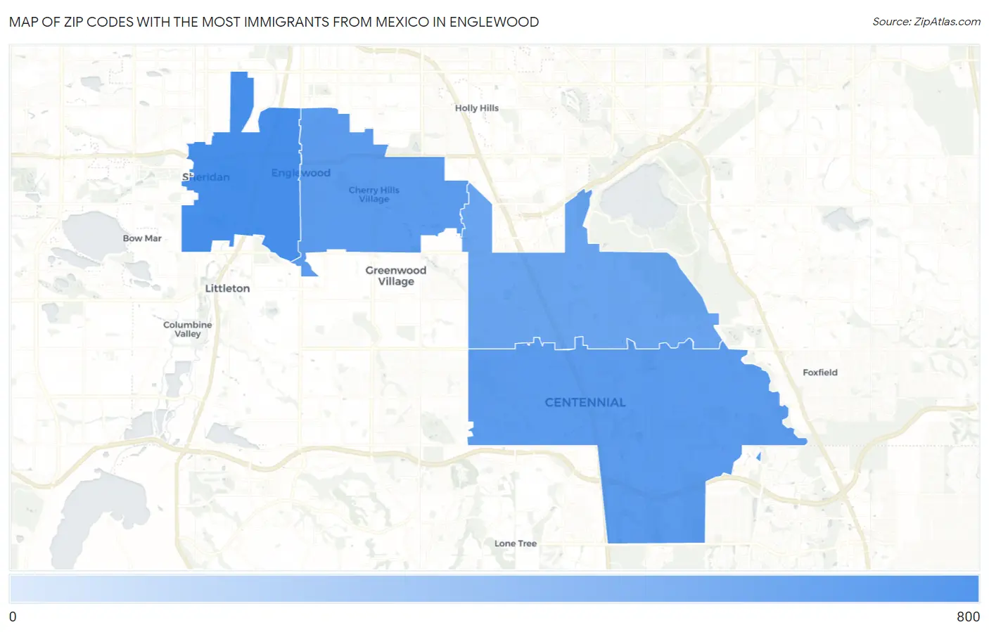 Zip Codes with the Most Immigrants from Mexico in Englewood Map