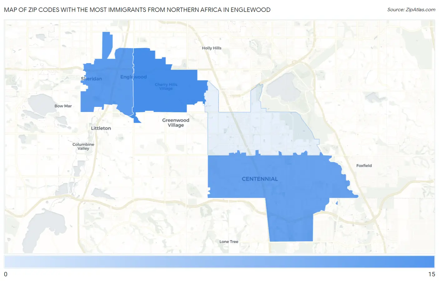 Zip Codes with the Most Immigrants from Northern Africa in Englewood Map