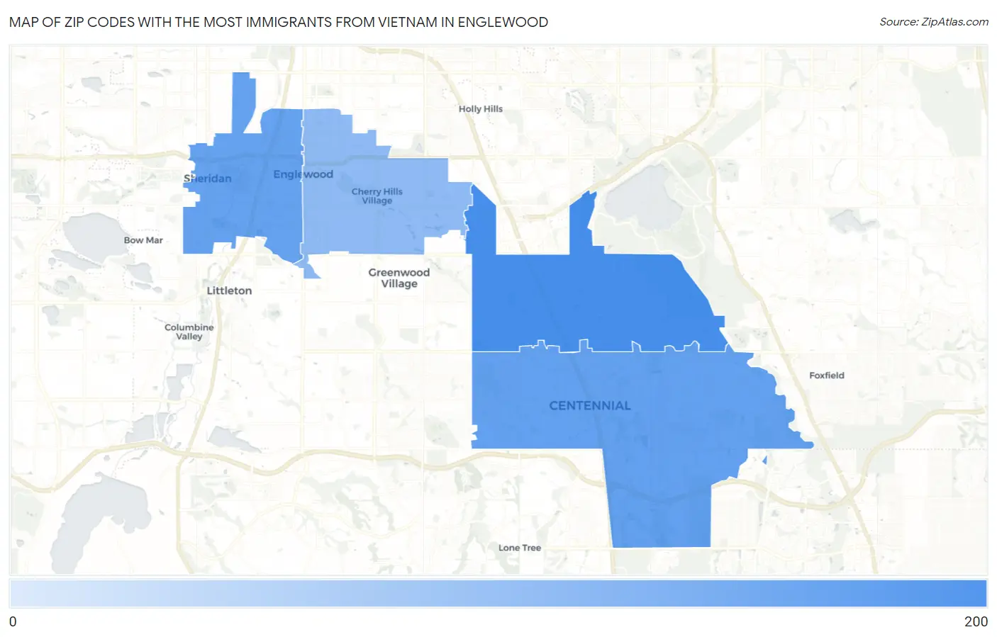 Zip Codes with the Most Immigrants from Vietnam in Englewood Map