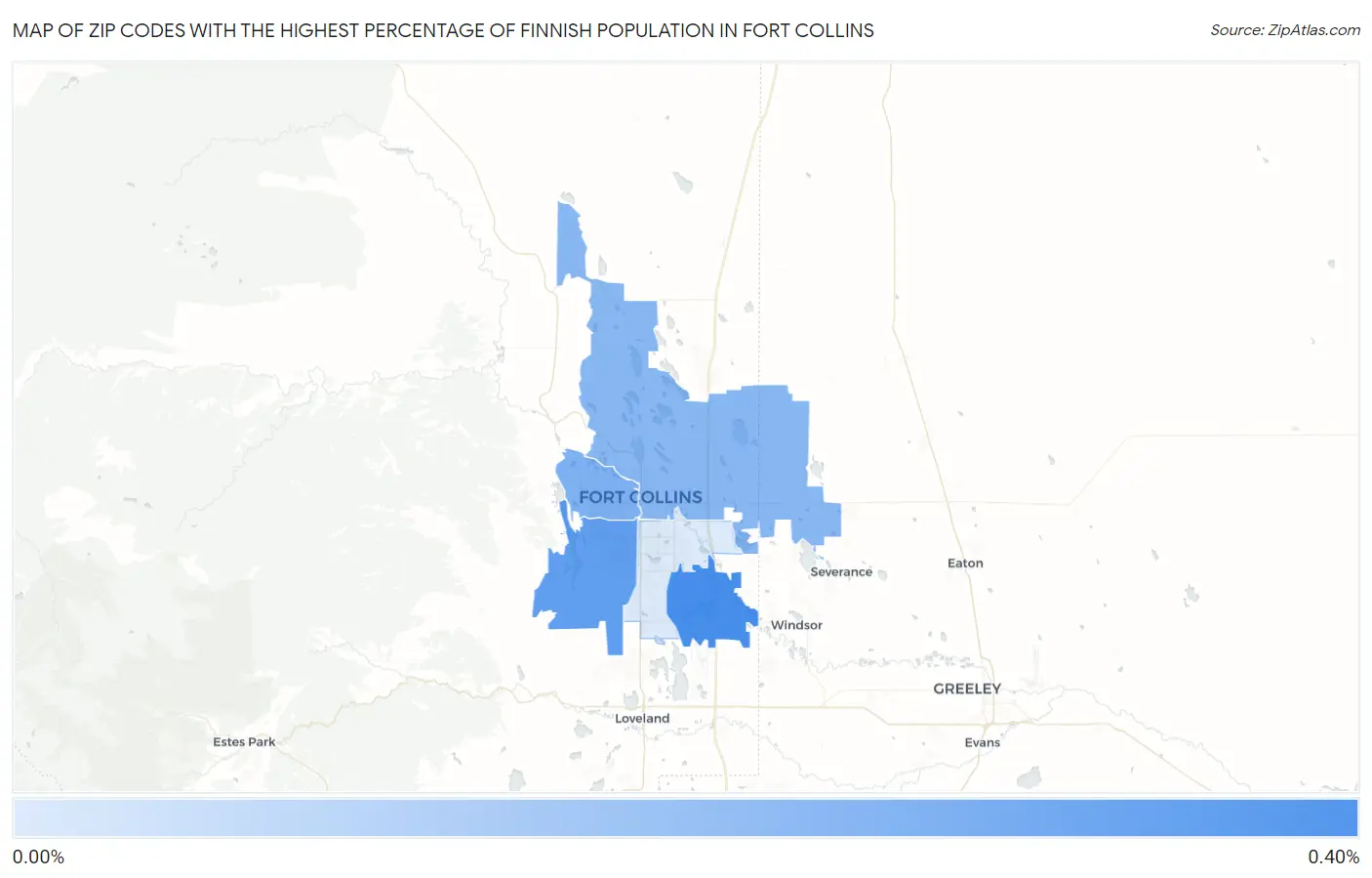 Zip Codes with the Highest Percentage of Finnish Population in Fort Collins Map