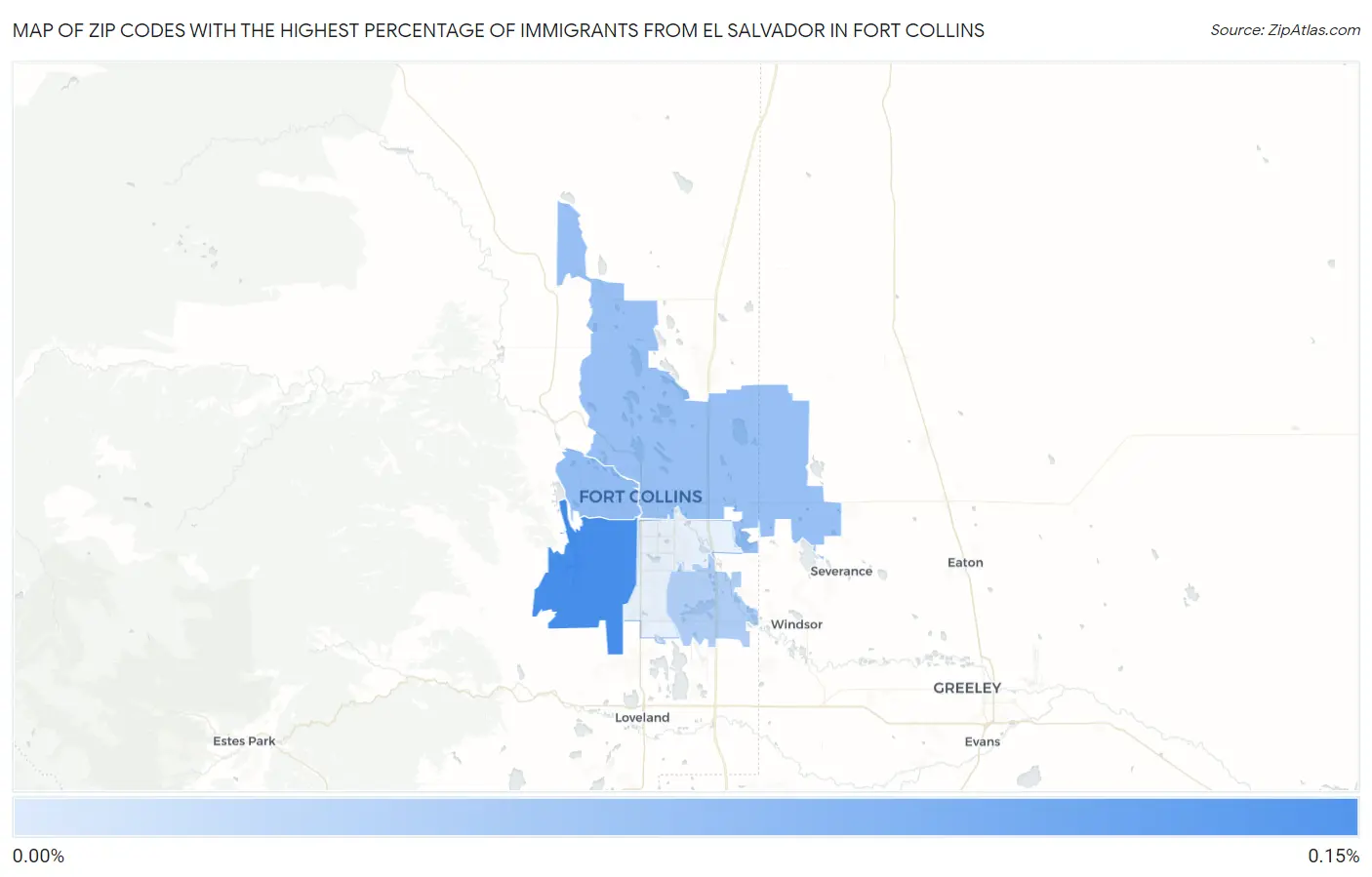 Zip Codes with the Highest Percentage of Immigrants from El Salvador in Fort Collins Map