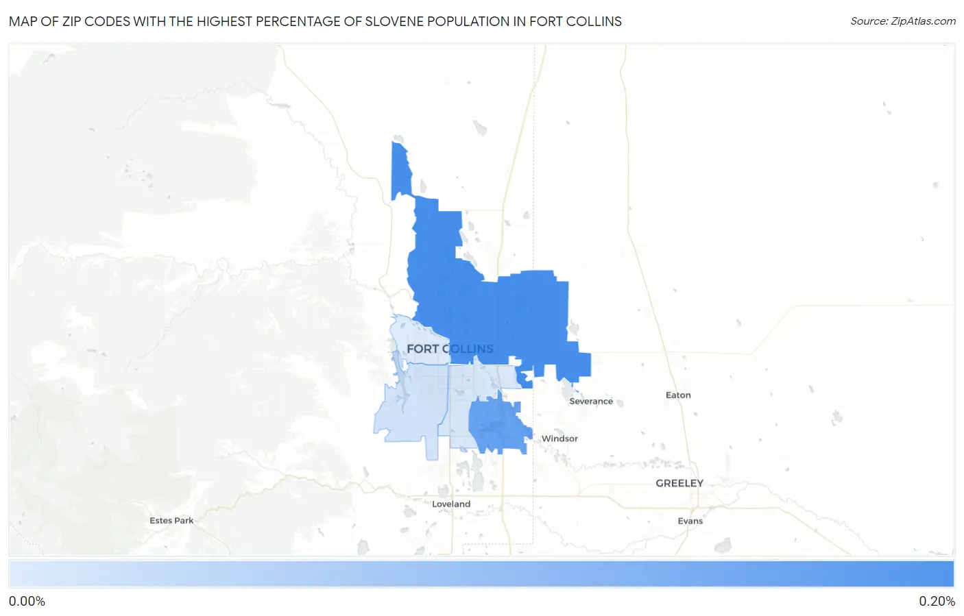 Zip Codes with the Highest Percentage of Slovene Population in Fort Collins Map