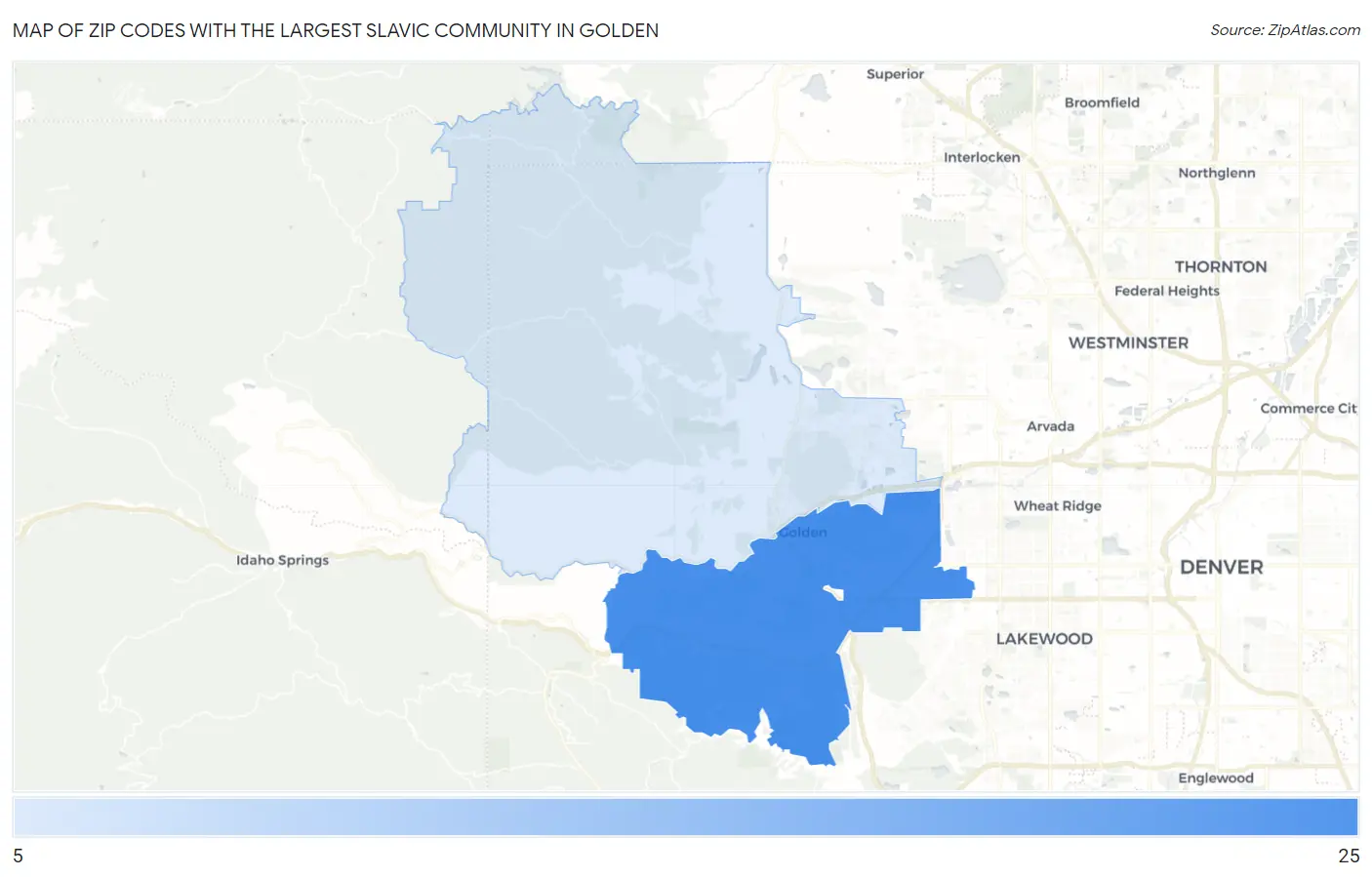 Zip Codes with the Largest Slavic Community in Golden Map