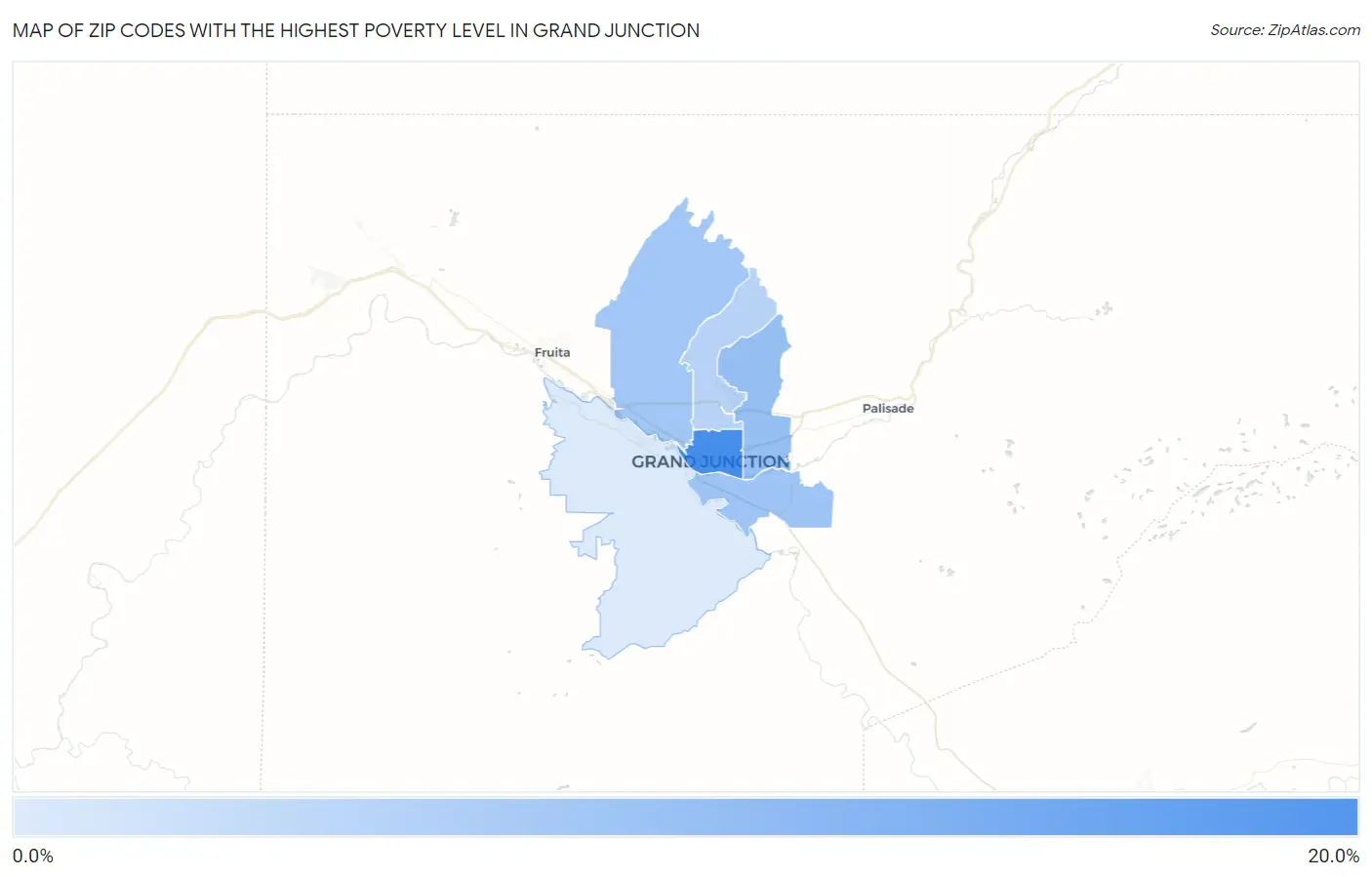 Zip Codes with the Highest Poverty Level in Grand Junction Map