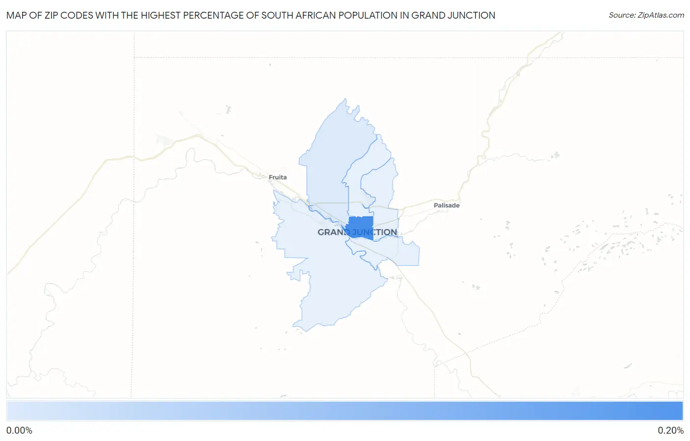 Zip Codes with the Highest Percentage of South African Population in Grand Junction Map